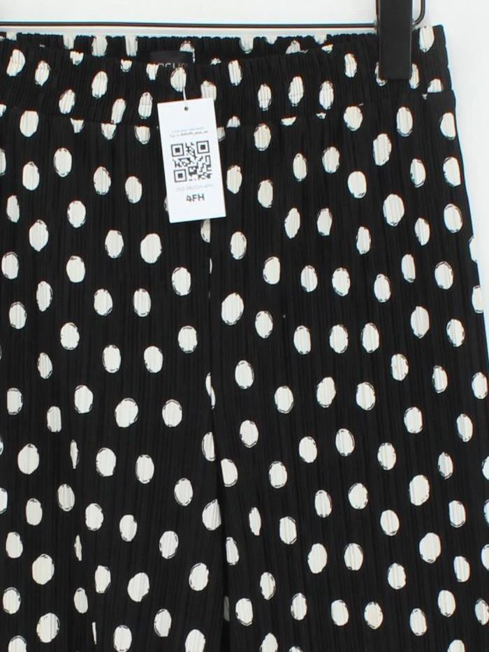 Topshop Women's Trousers UK 6 Black Polkadot 100% Other Wide-Leg Cropped - Image 3
