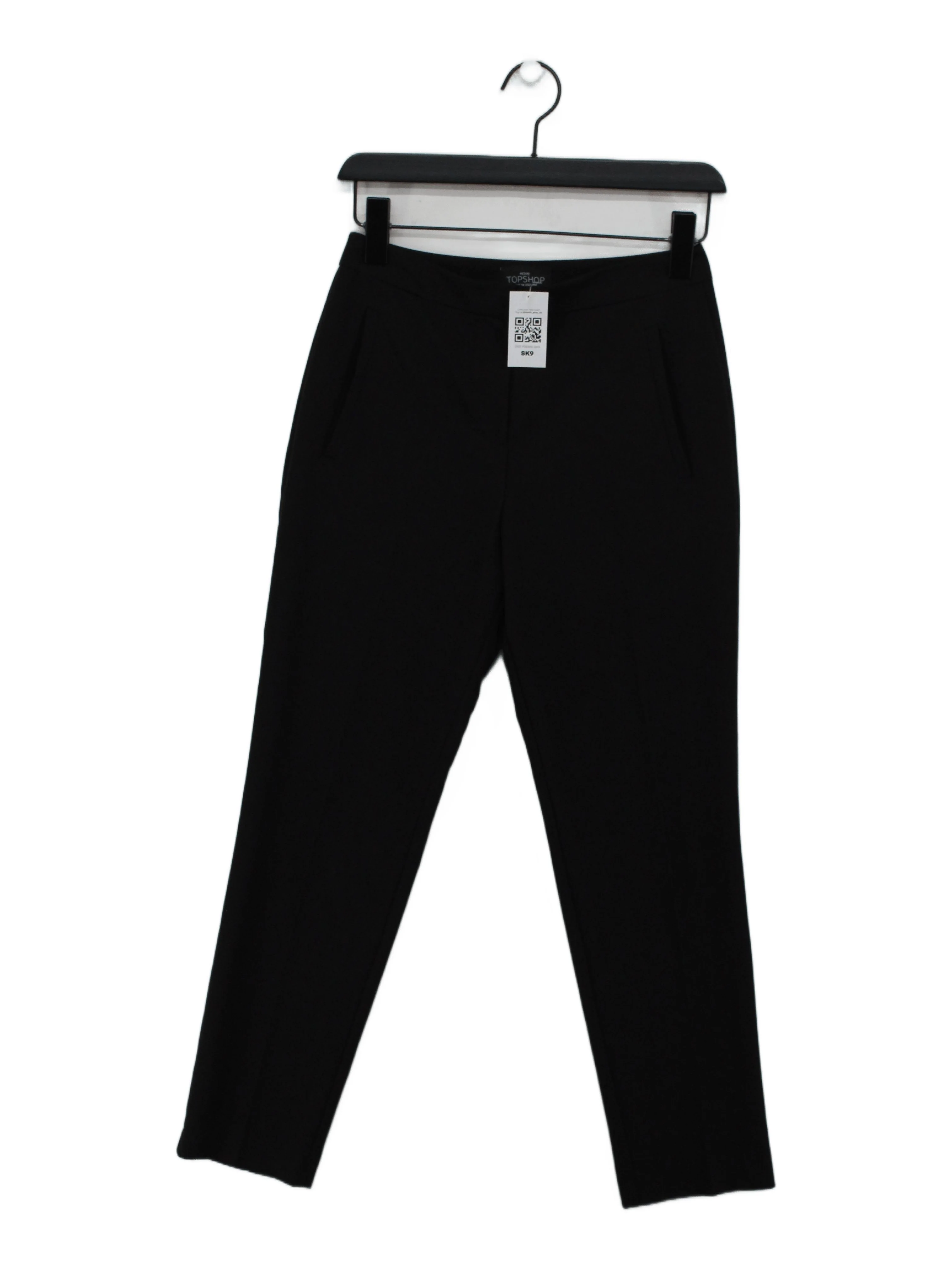 Topshop Women's Trousers UK 6 Black Polyester with Viscose, Elastane Cropped