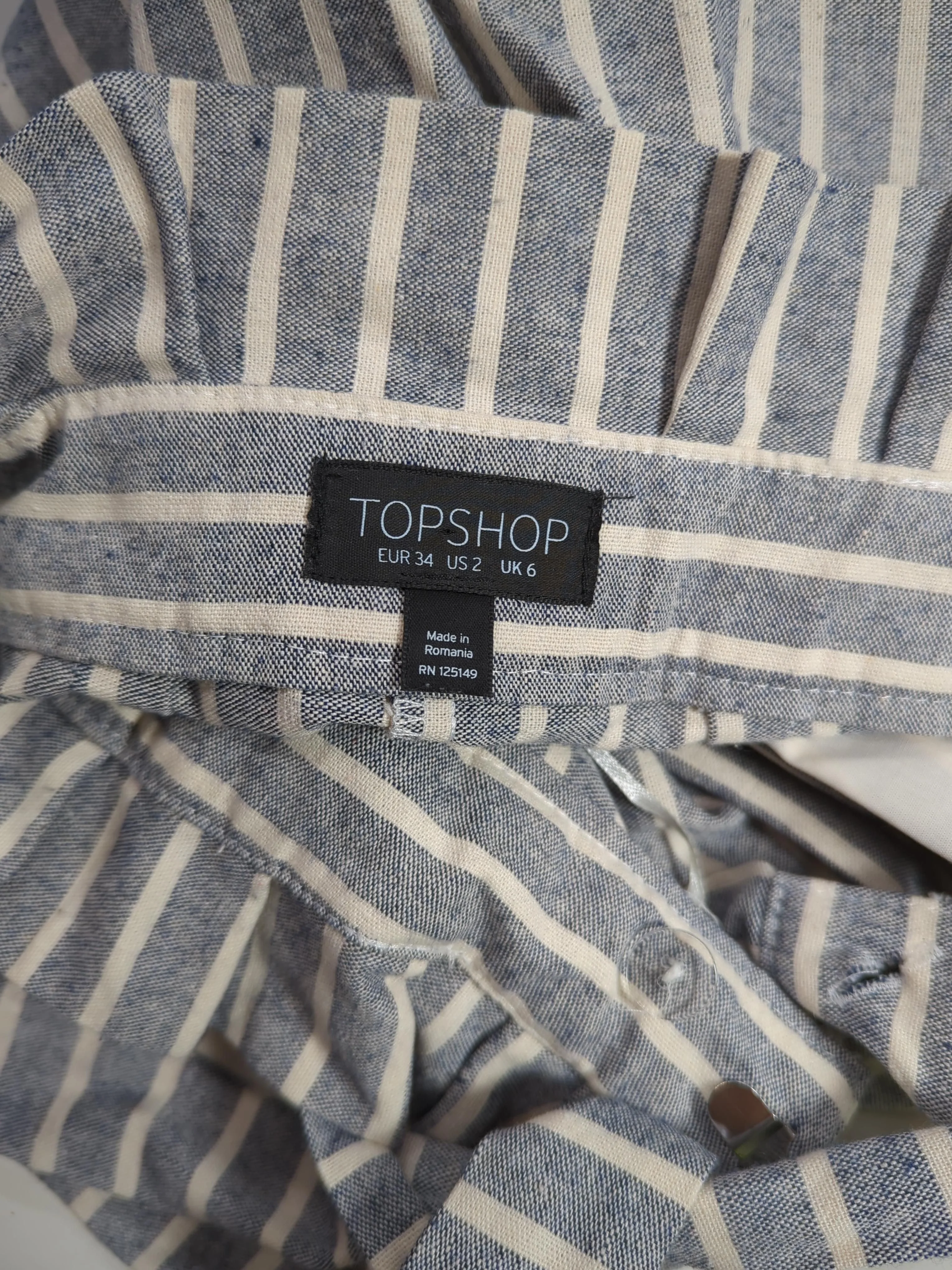 Topshop Women's Trousers UK 6 Blue Polyester with Cotton, Viscose Cropped - Image 5