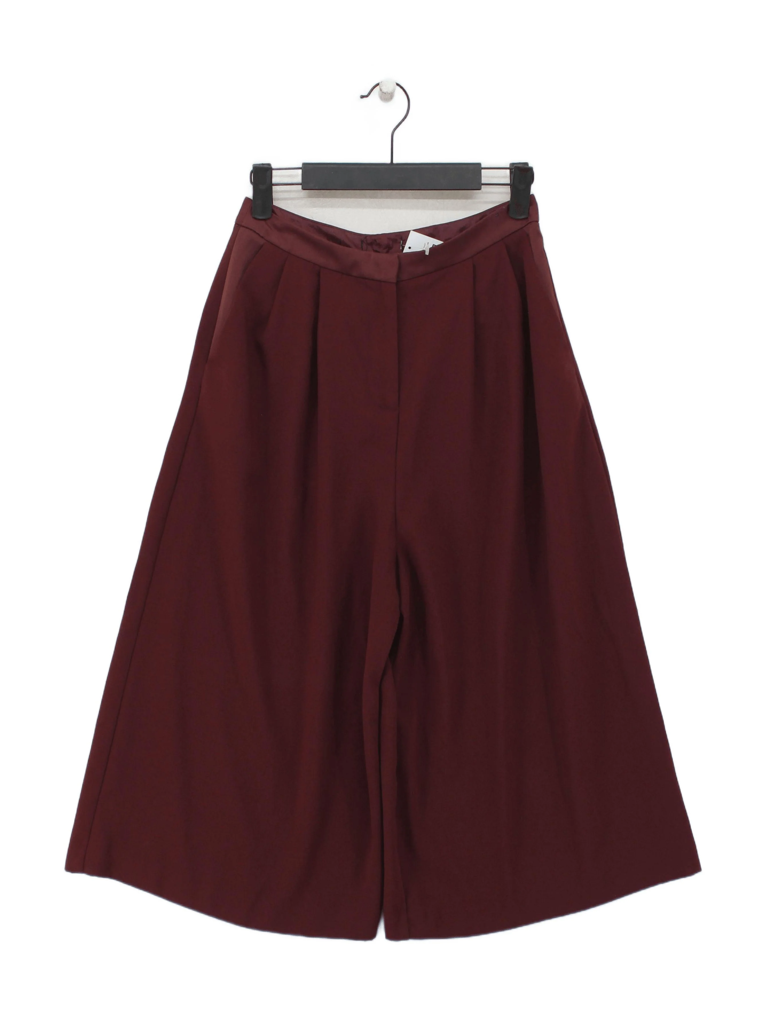 Topshop Women's Trousers UK 6 Red 100% Polyester Wide-Leg Cropped