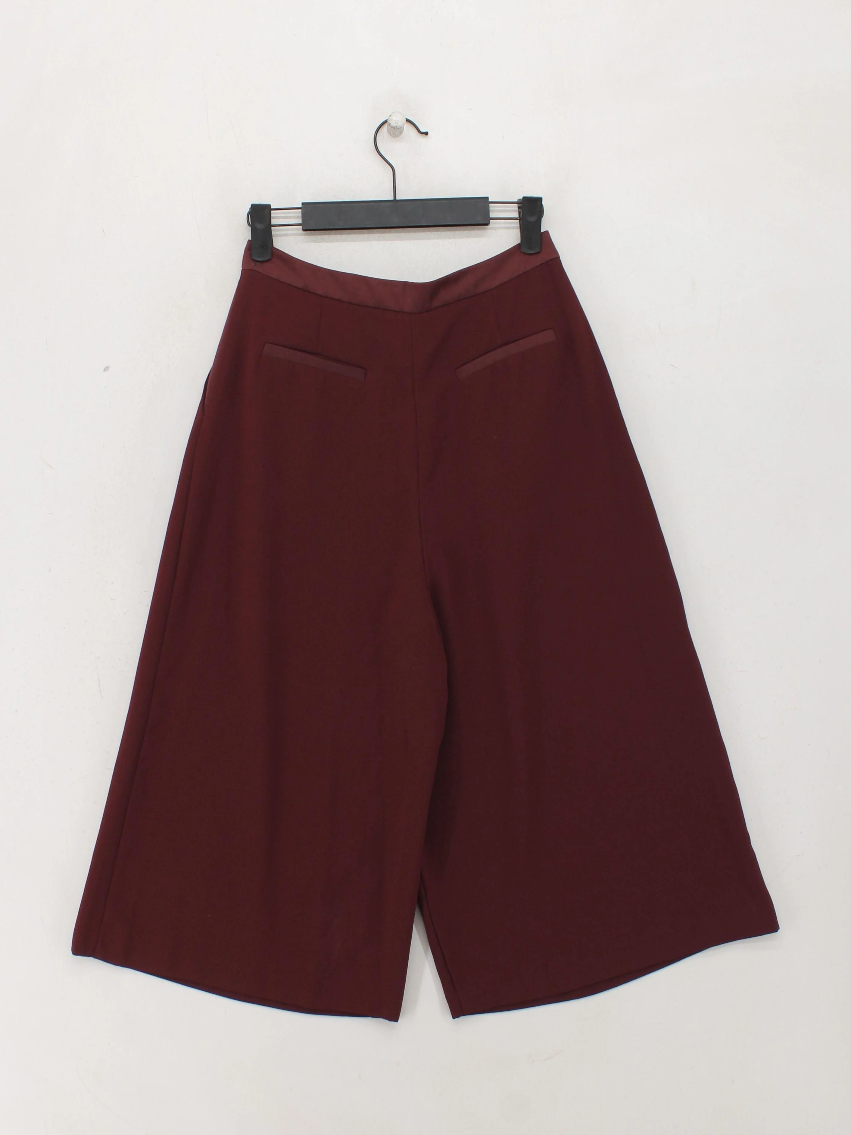 Topshop Women's Trousers UK 6 Red 100% Polyester Wide-Leg Cropped - Image 2