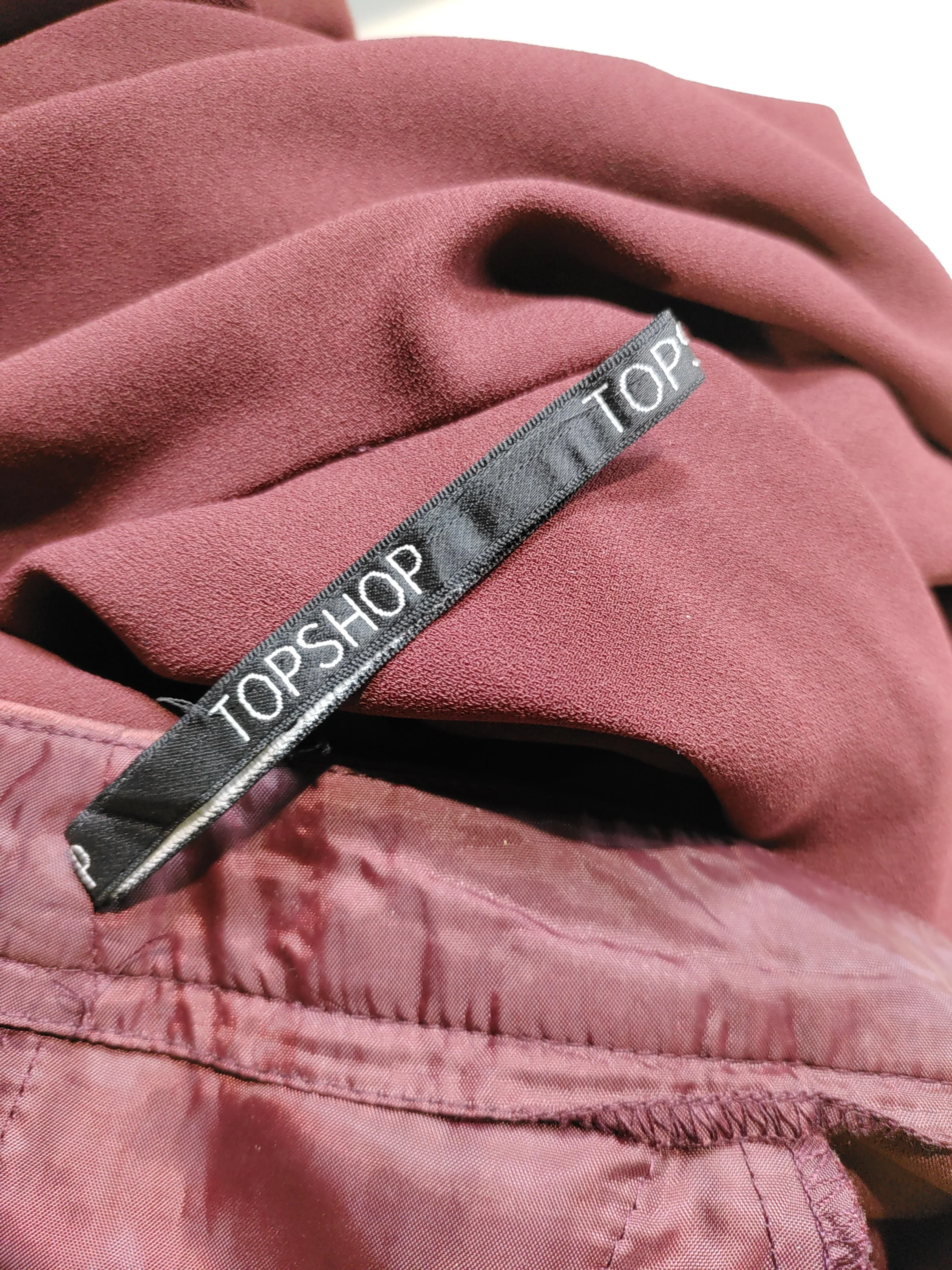Topshop Women's Trousers UK 6 Red 100% Polyester Wide-Leg Cropped - Image 5