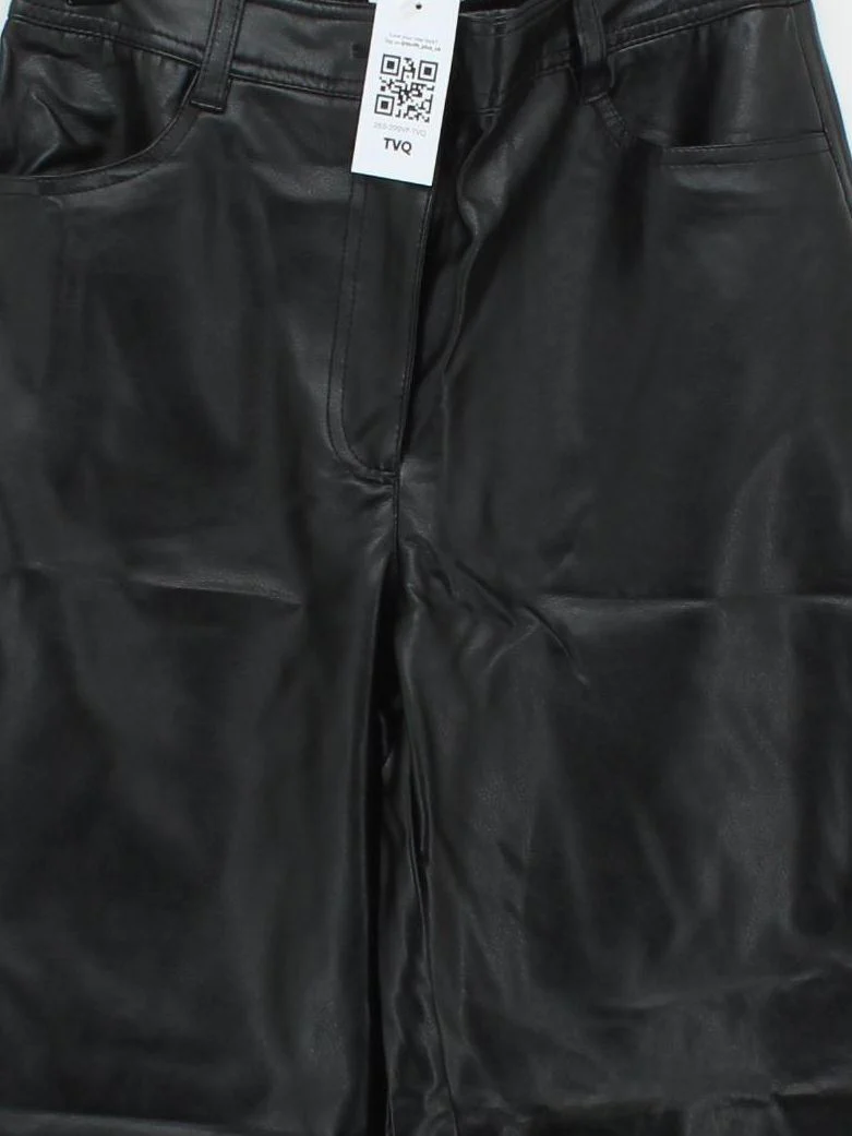 Topshop Women's Trousers UK 8 Black Viscose with Polyester Wide-Leg Cropped - Image 3