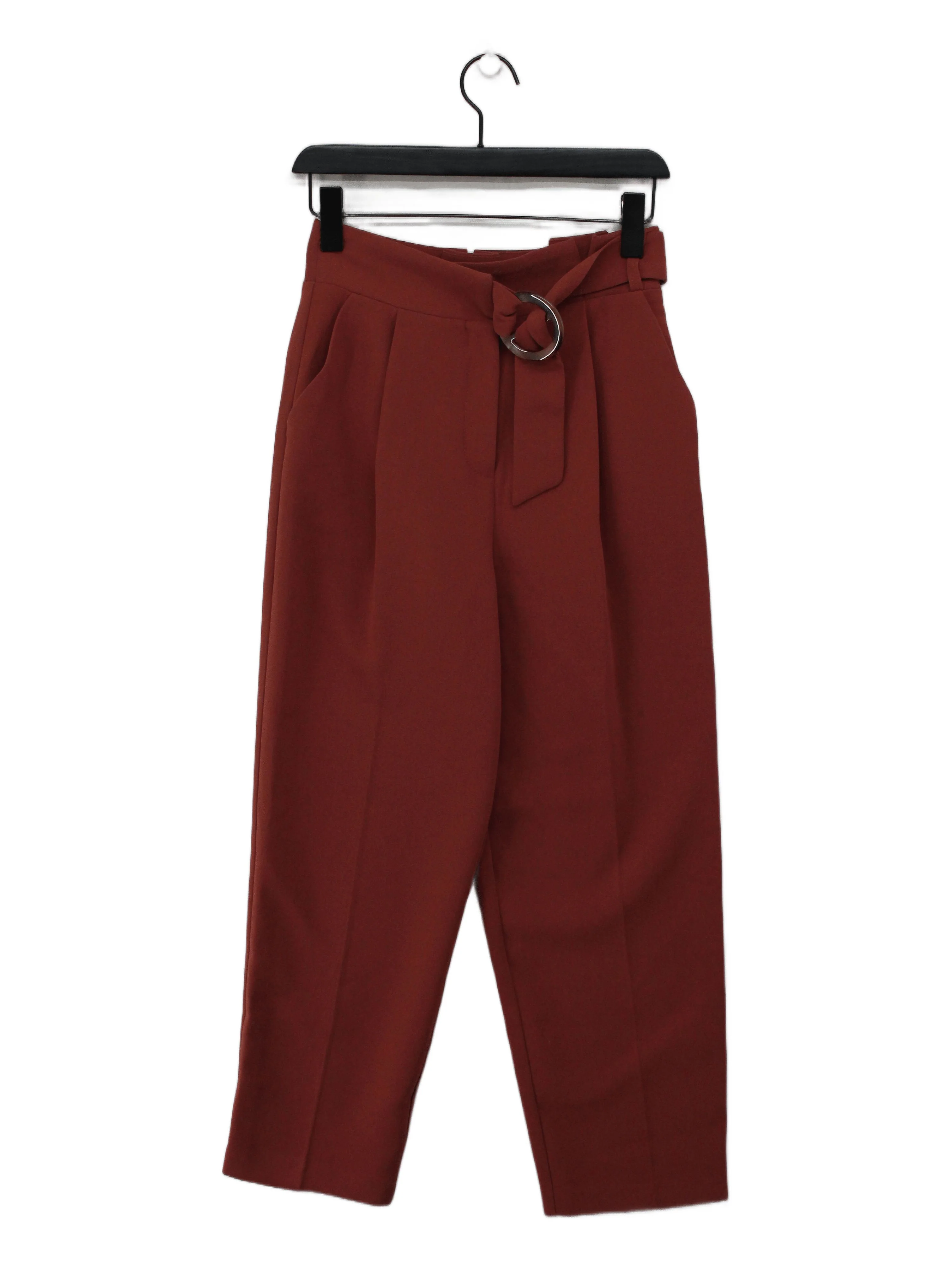 Topshop Women's Trousers UK 8 Brown 100% Polyester Tapered Cropped