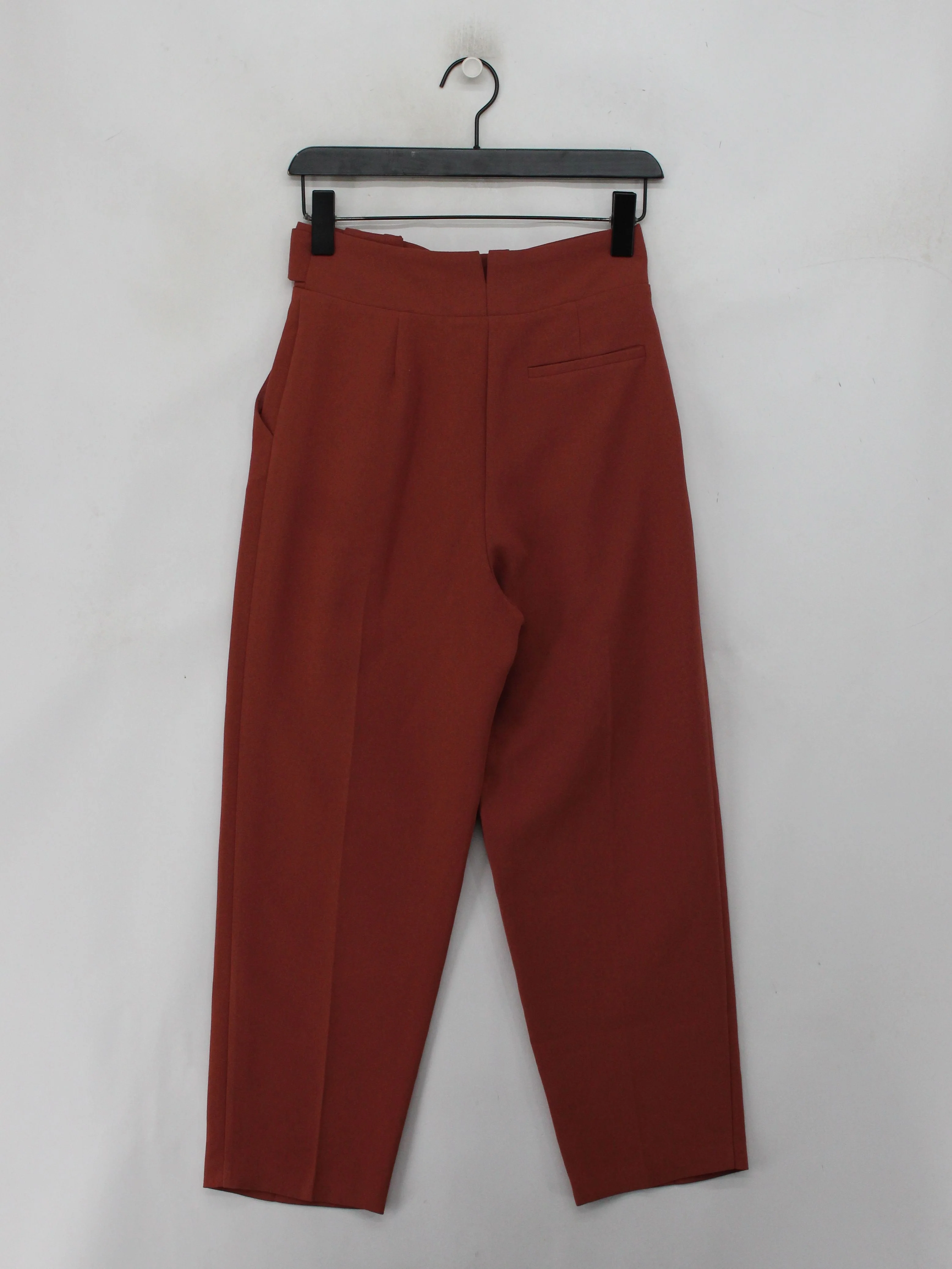 Topshop Women's Trousers UK 8 Brown 100% Polyester Tapered Cropped - Image 2
