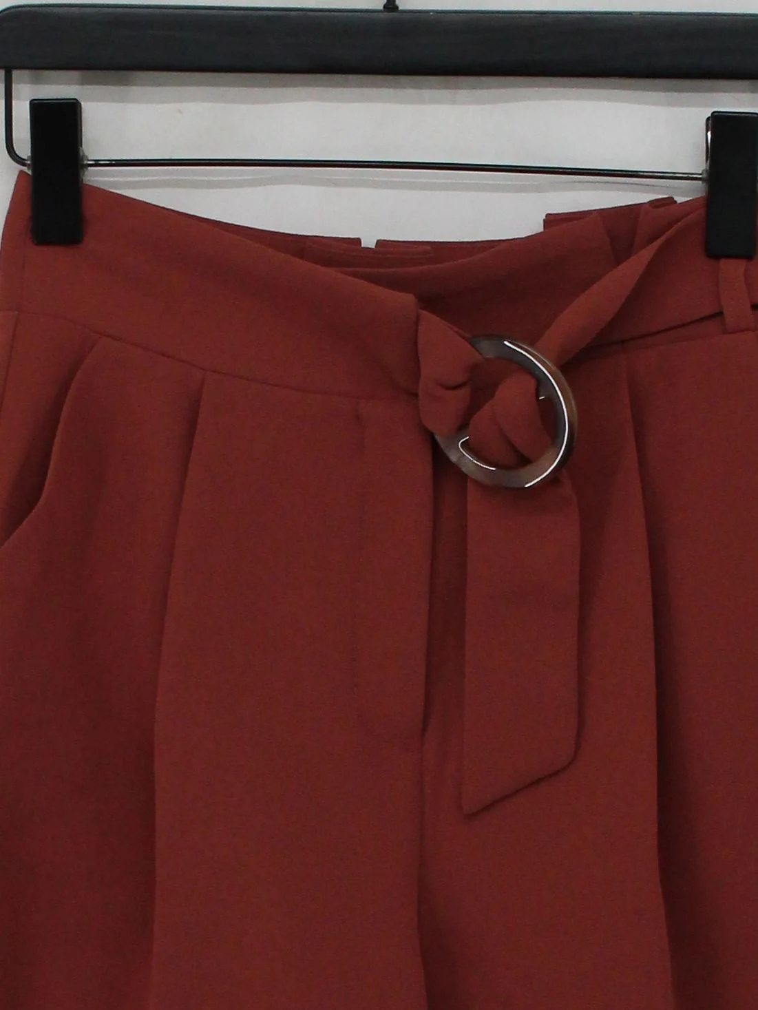 Topshop Women's Trousers UK 8 Brown 100% Polyester Tapered Cropped - Image 3