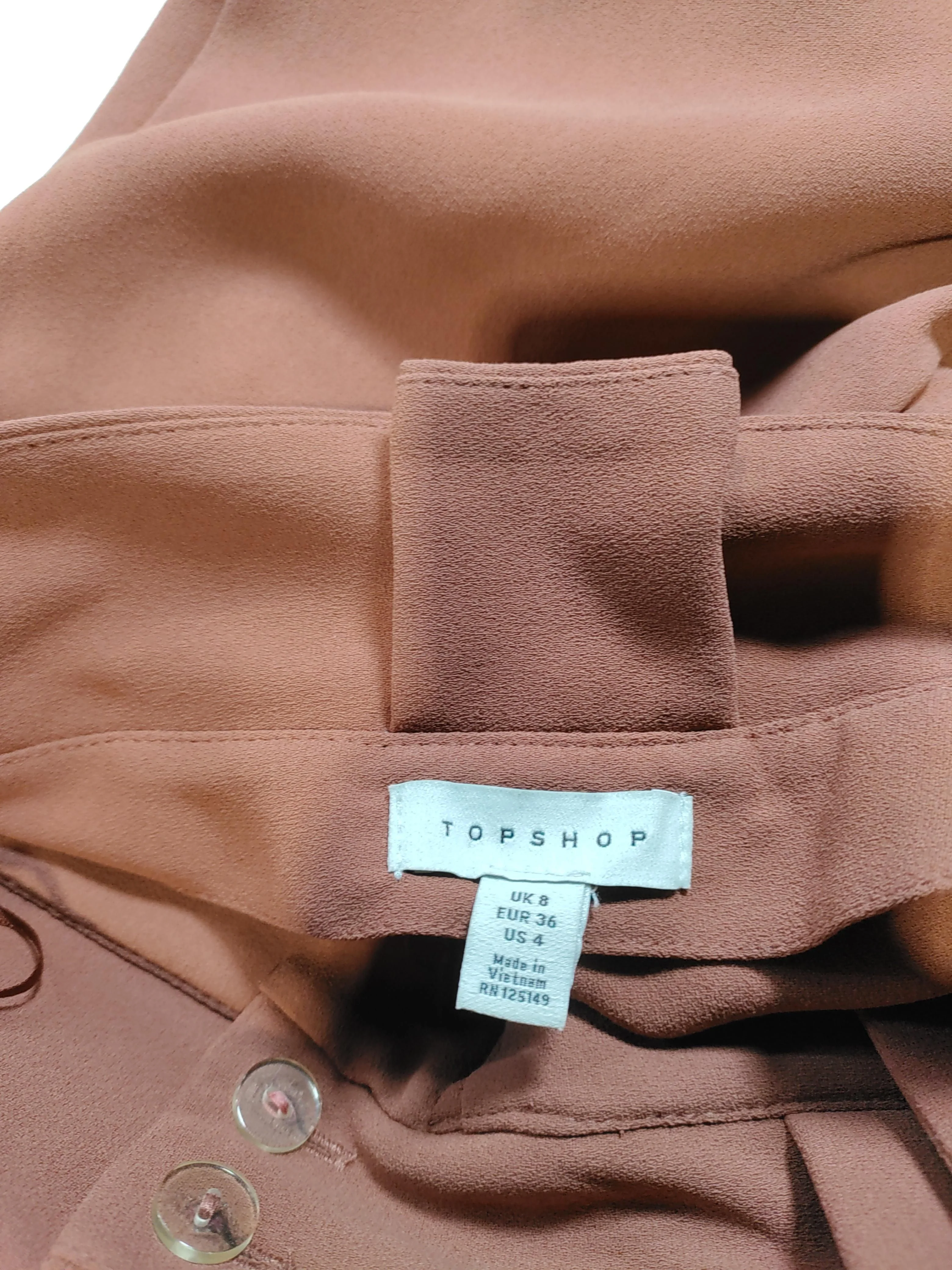 Topshop Women's Trousers UK 8 Brown 100% Polyester Tapered Cropped - Image 5