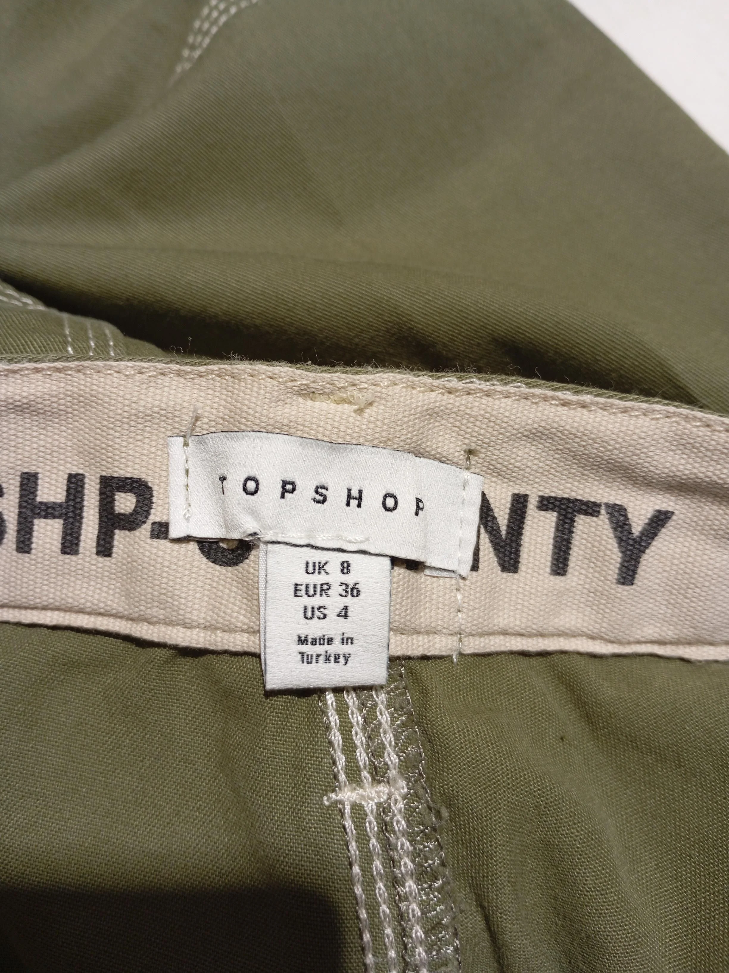 Topshop Women's Trousers UK 8 Green 100% Cotton Wide-Leg Chino - Image 5