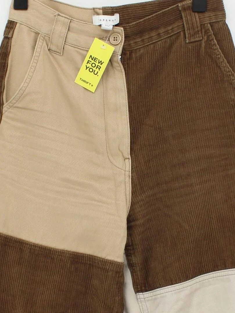 Topshop Women's Trousers UK 8 Multi Cotton with Polyester Straight Chino - Image 3