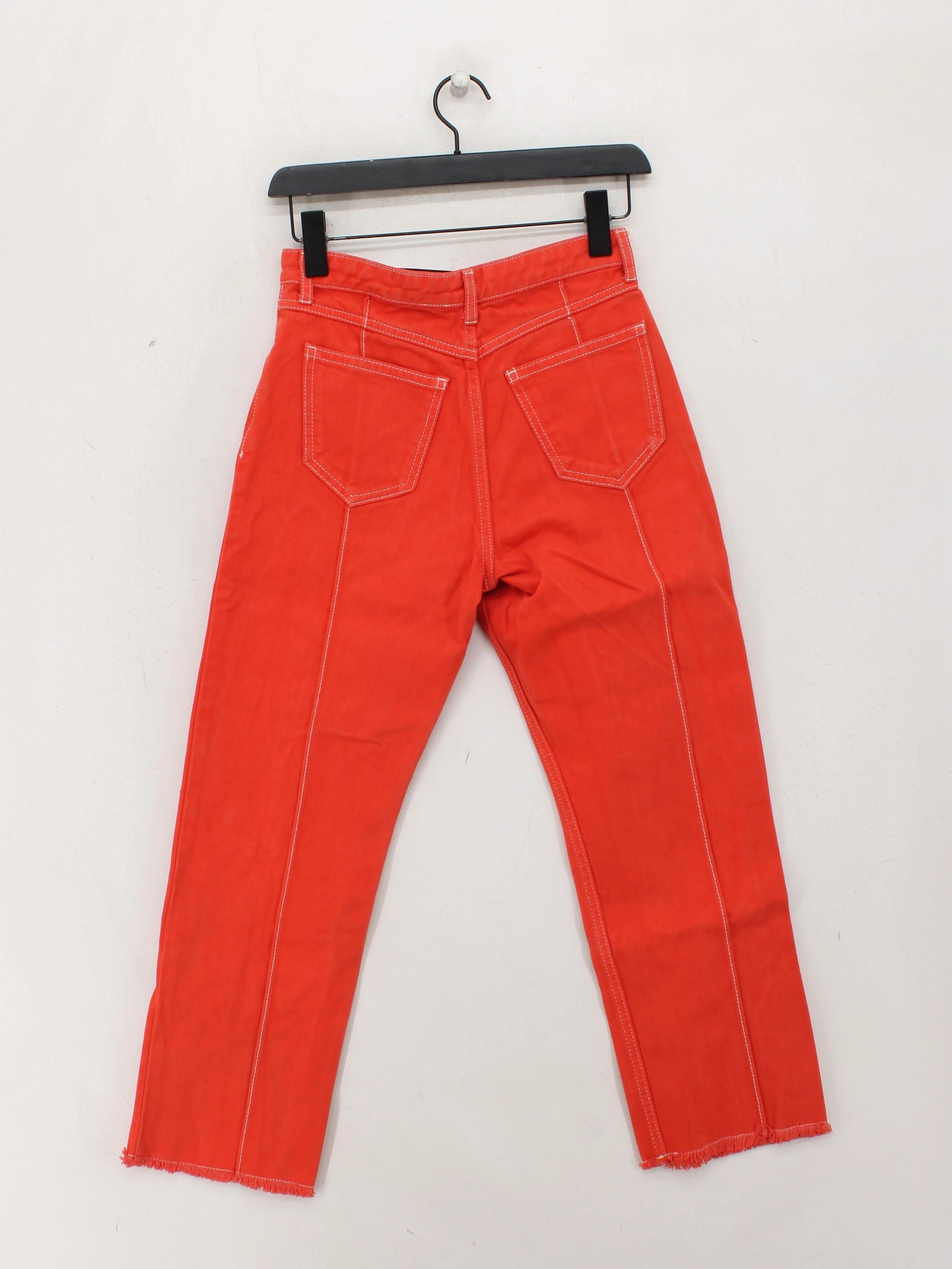Topshop Women's Trousers UK 8 Orange 100% Cotton Straight Chino - Image 2
