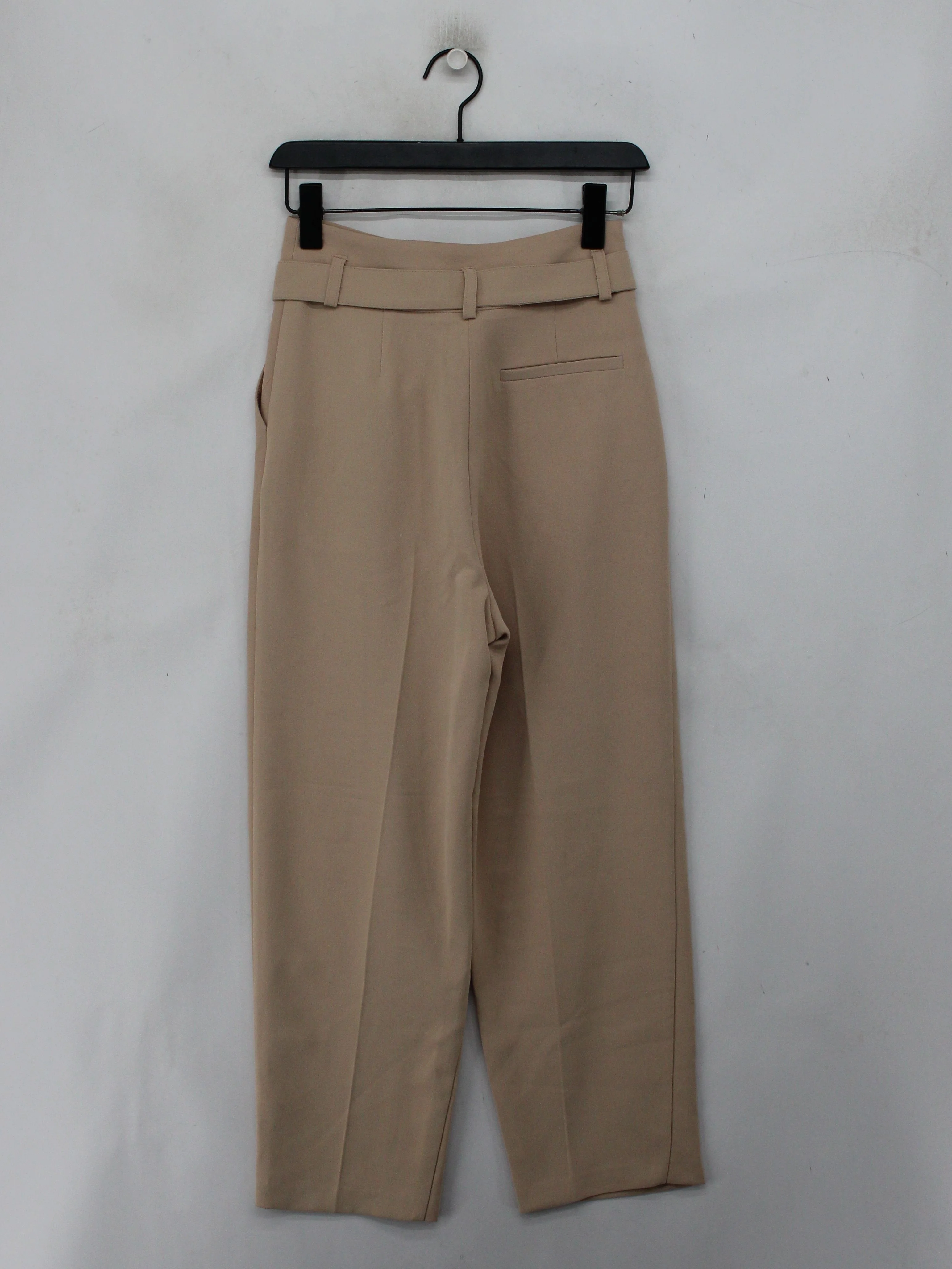 Topshop Women's Trousers UK 8 Tan 100% Polyester Wide-Leg Cropped - Image 2