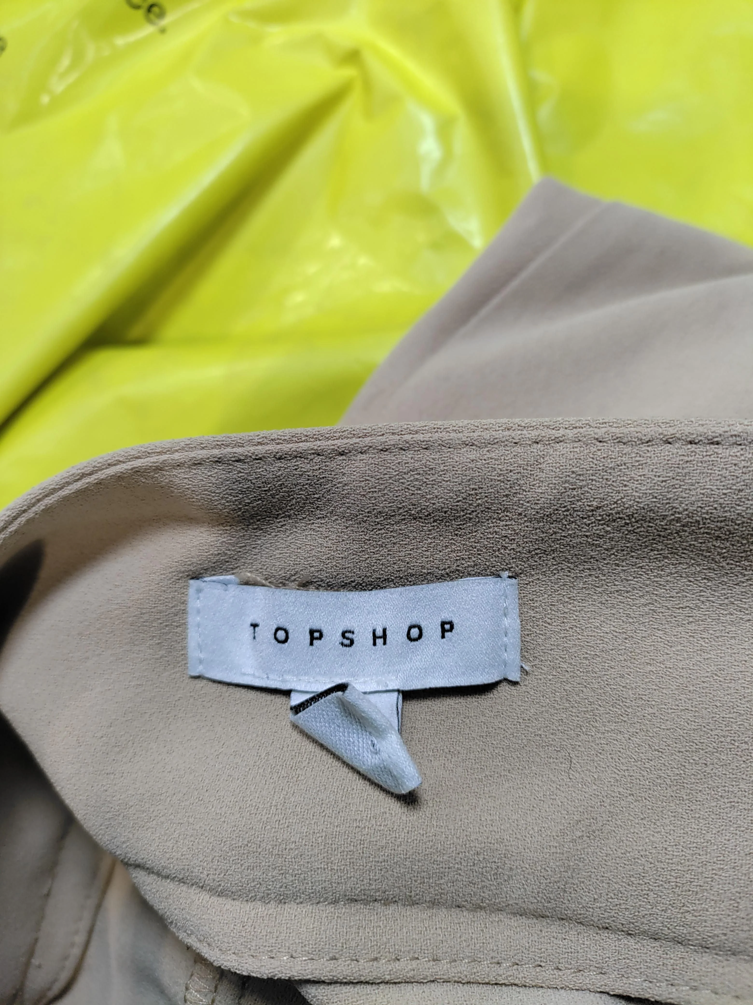Topshop Women's Trousers UK 8 Tan 100% Polyester Wide-Leg Cropped - Image 5