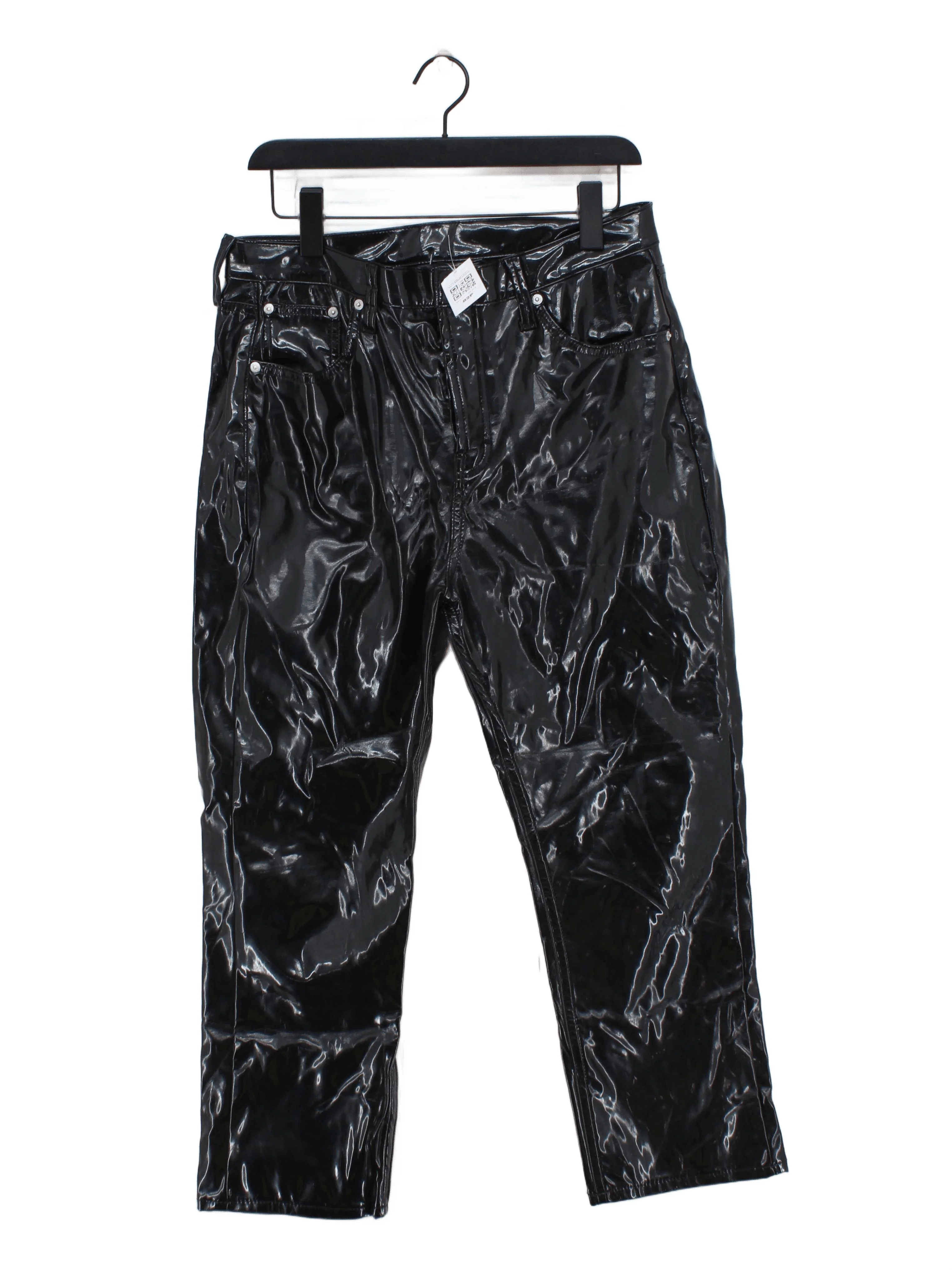 Topshop Women's Trousers W 34 in Black 100% Polyester Straight Chino