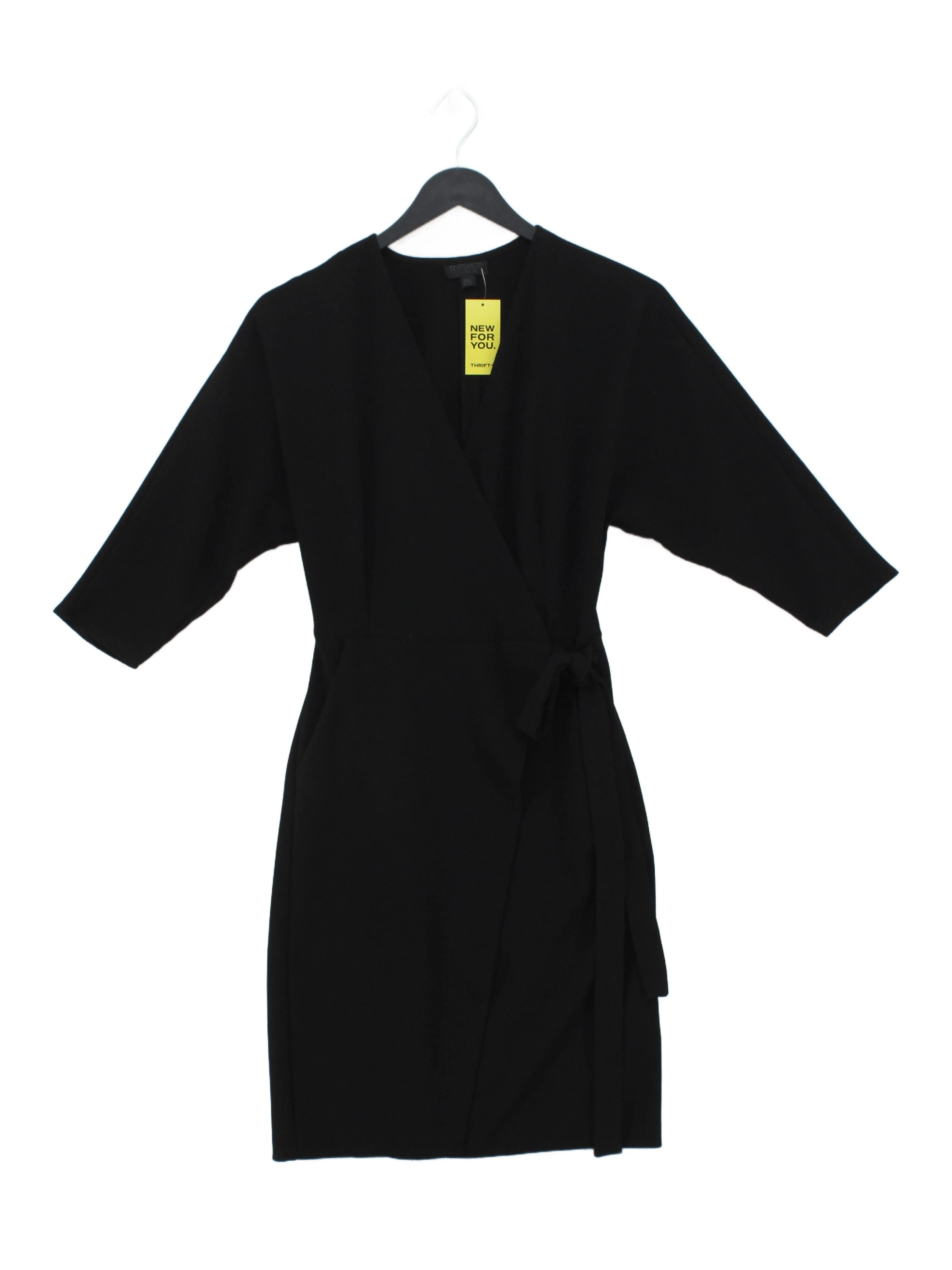 Topshop Wrap Midi Dress UK4 in Black