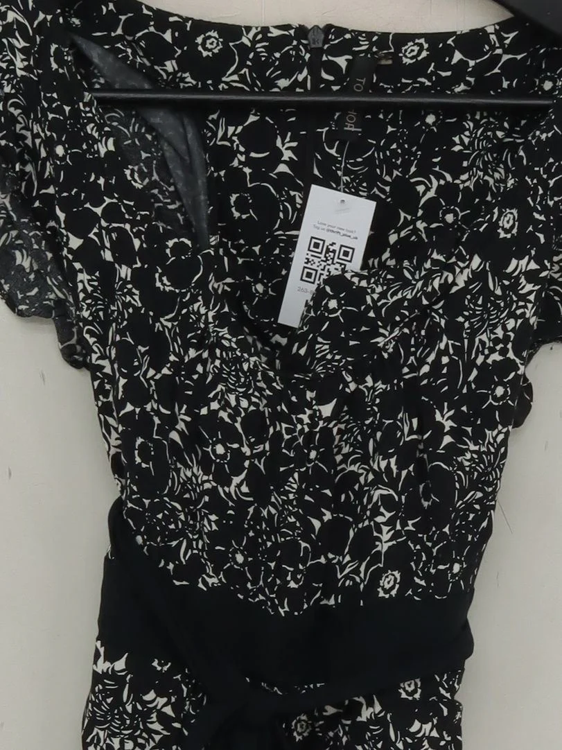Topshop Wrap Mini Dress UK10 in Black - Image 3