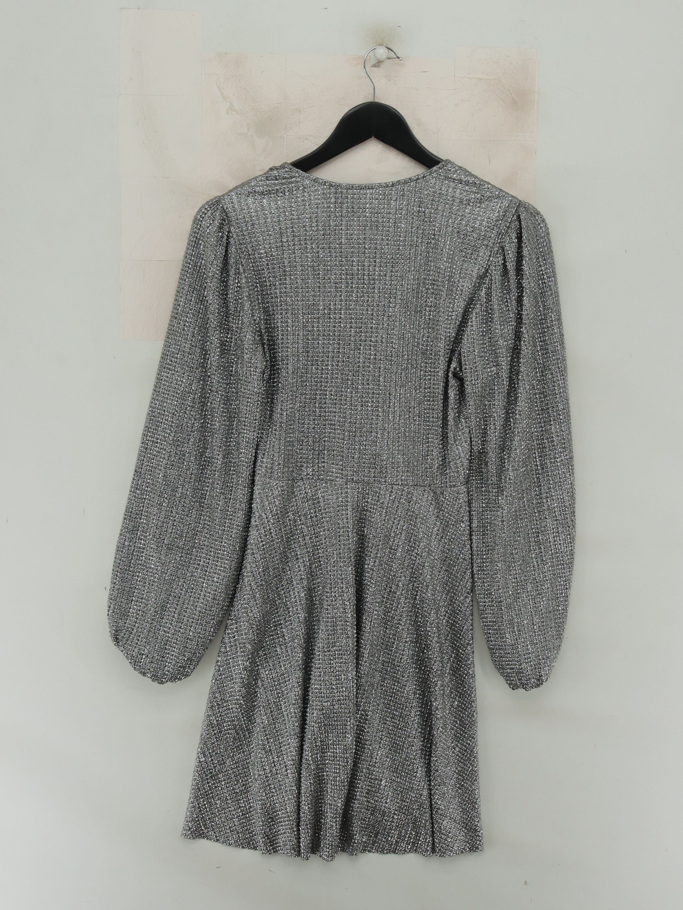 Topshop Wrap Mini Dress UK10 in Silver - Image 2