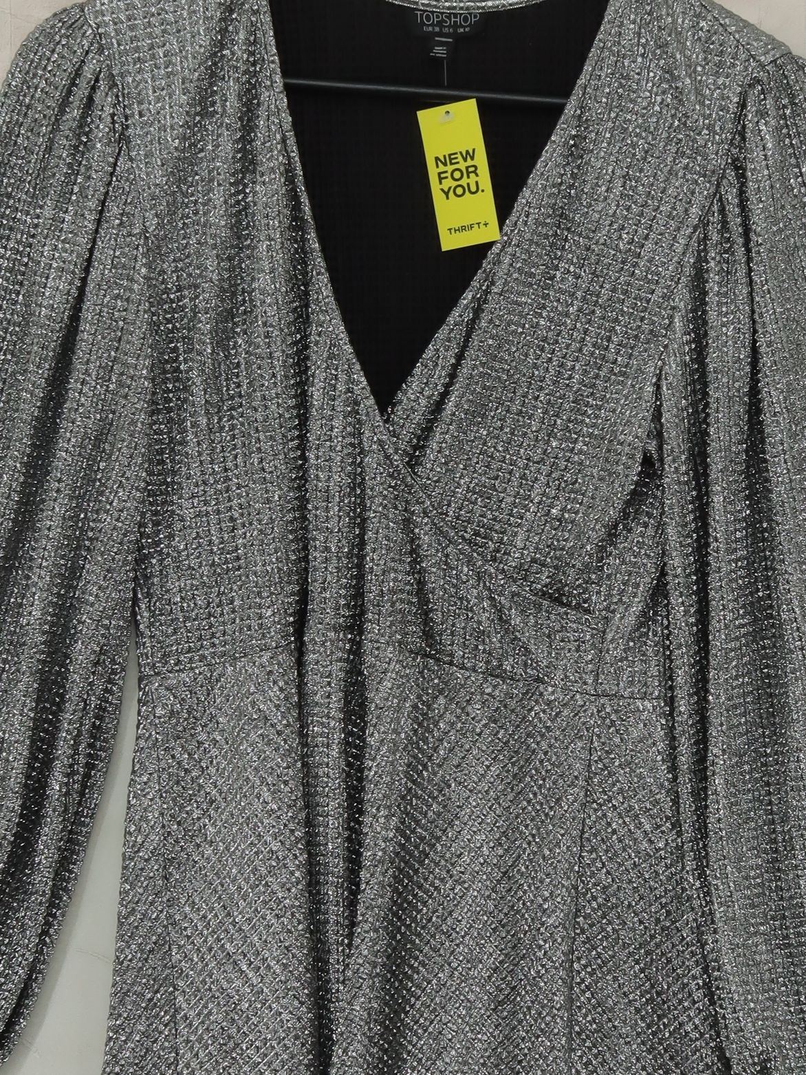 Topshop Wrap Mini Dress UK10 in Silver - Image 3