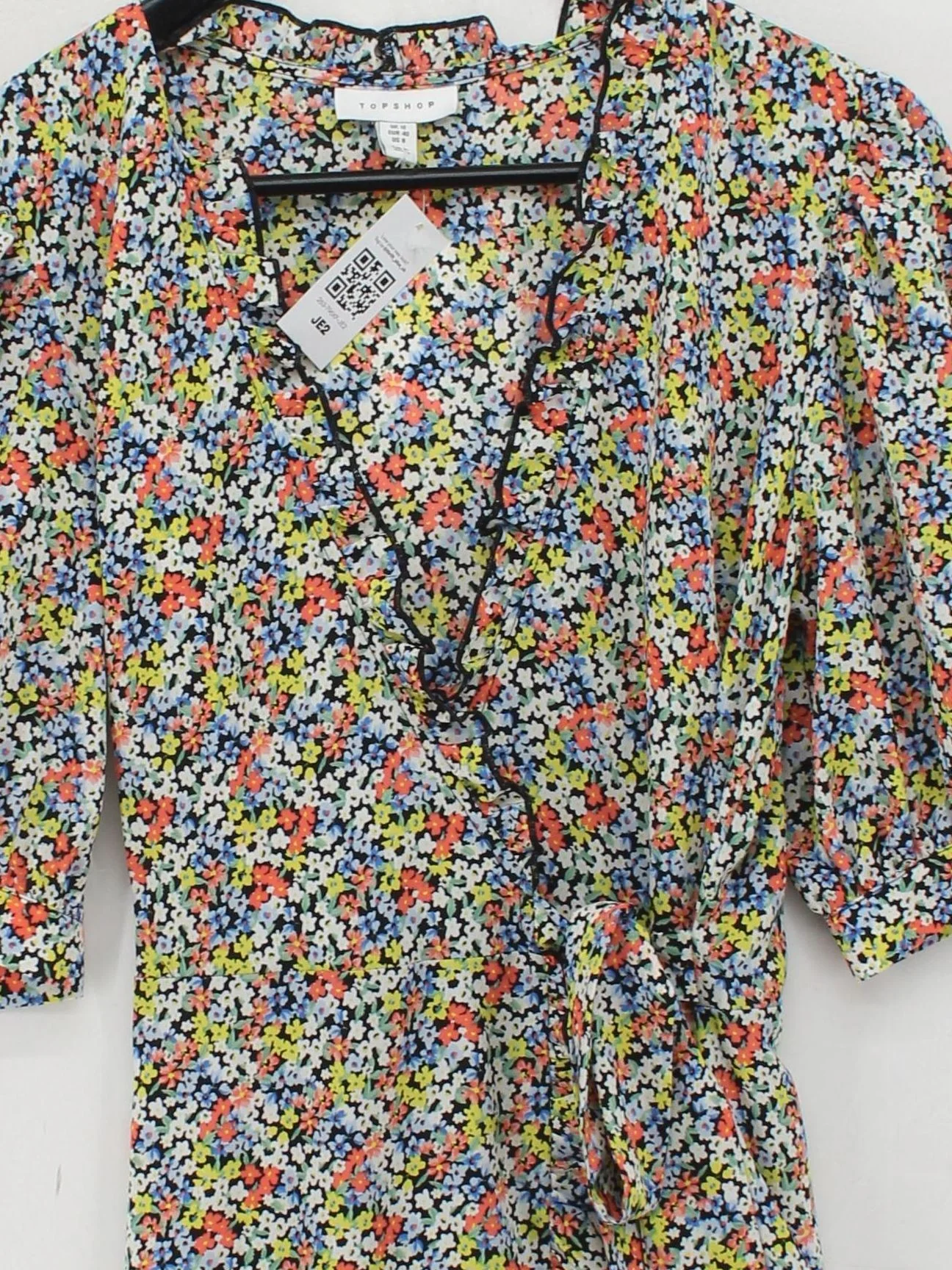 Topshop Wrap Mini Dress UK12 in Multi - Image 3