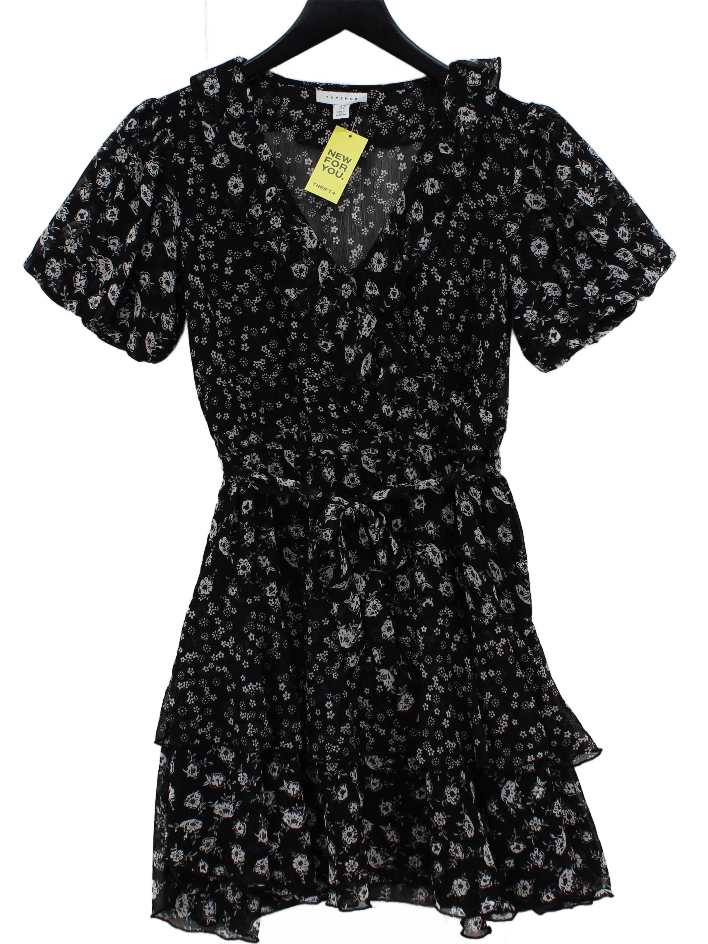 Topshop Wrap Mini Dress UK8 in Black