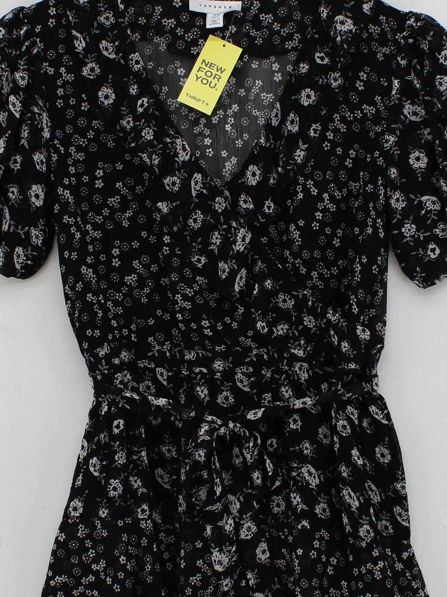 Topshop Wrap Mini Dress UK8 in Black - Image 3