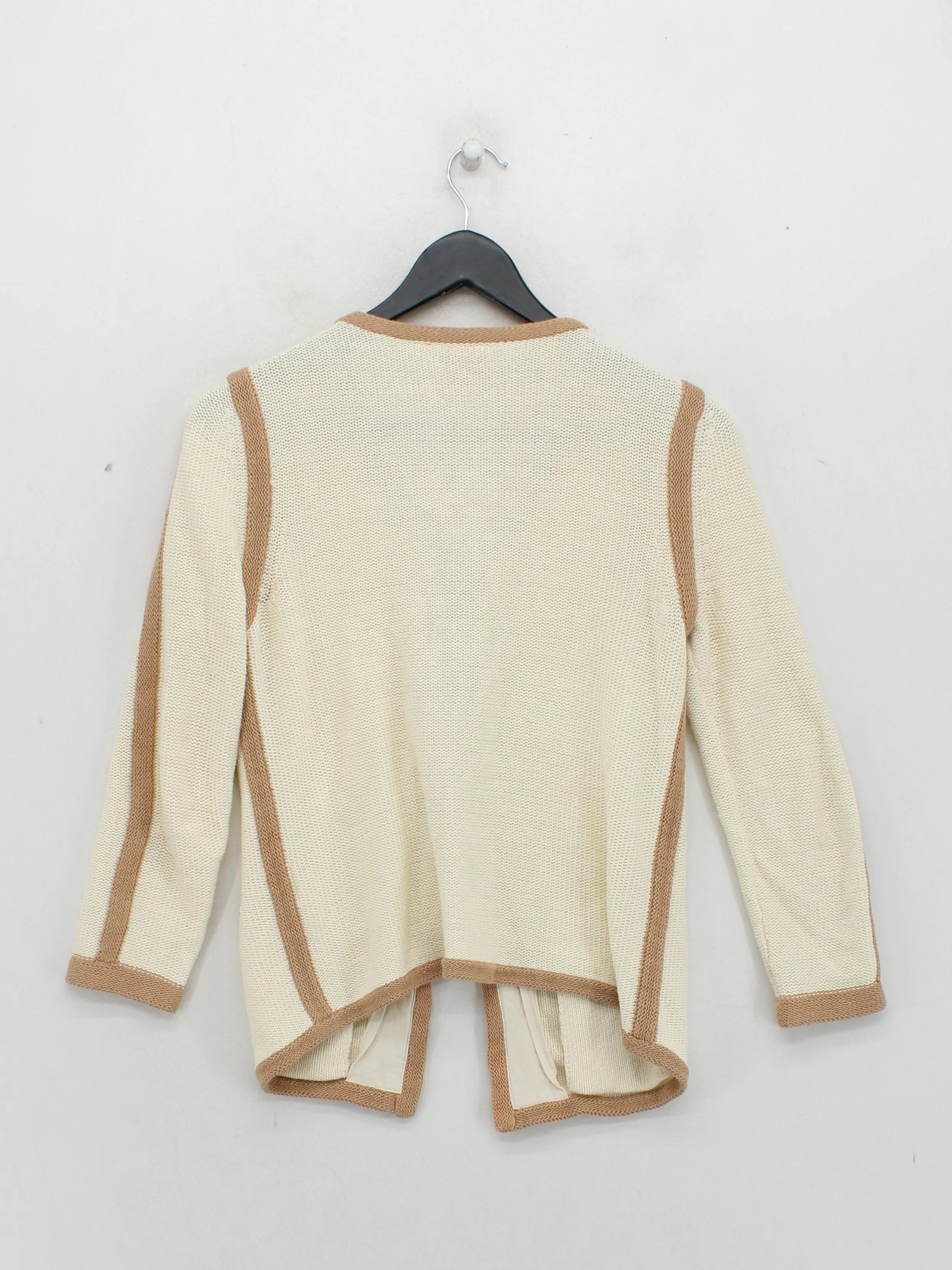 Tory Burch Women's Cardigan S Cream Cotton with Polyester V-Neck Cardigan - Image 2
