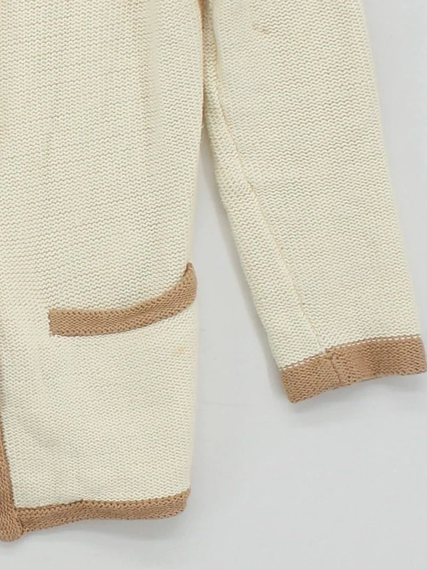 Tory Burch Women's Cardigan S Cream Cotton with Polyester V-Neck Cardigan - Image 4