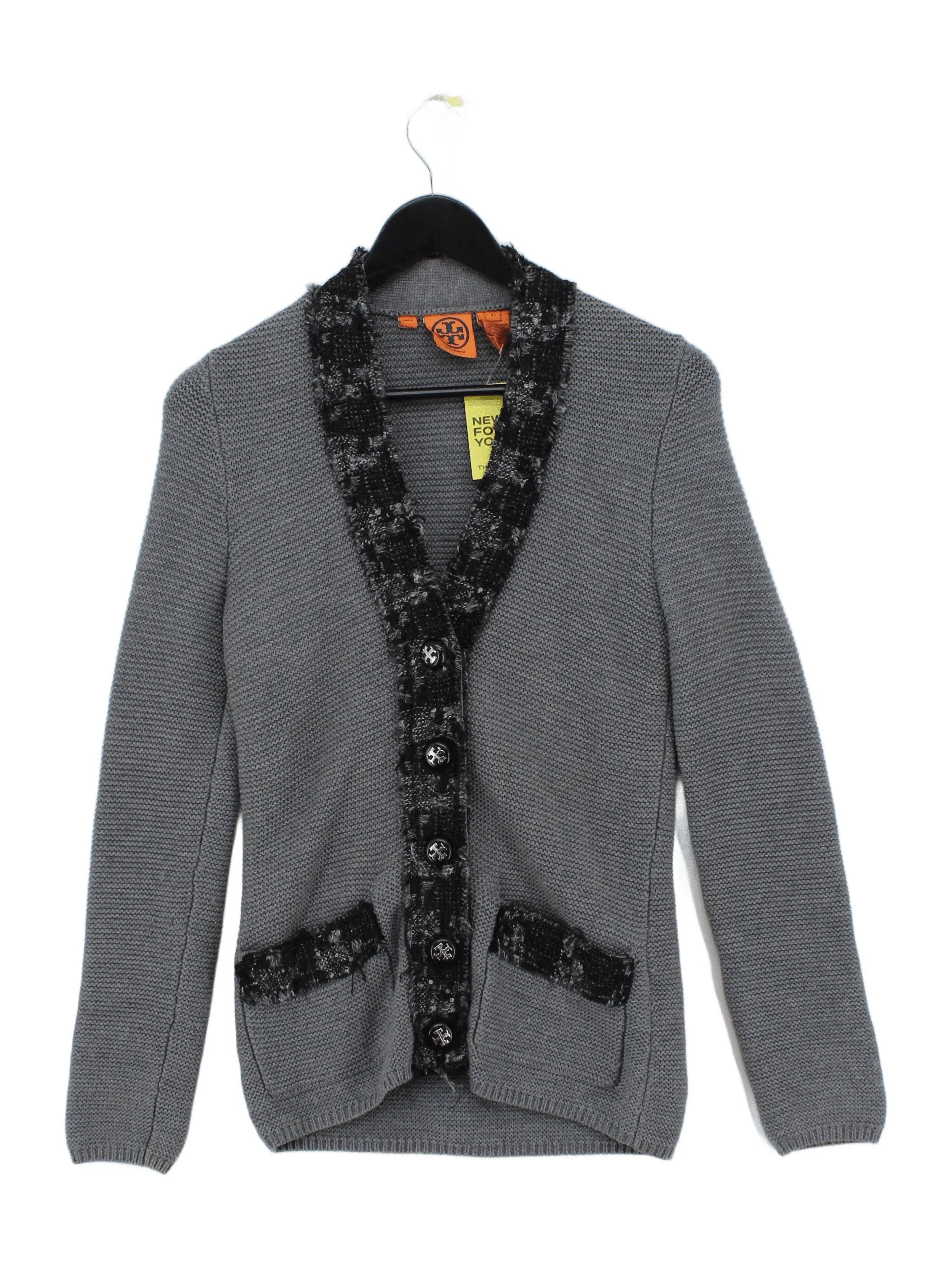 Tory Burch Women's Cardigan XS Grey Wool with Acrylic, Nylon, Wool Cardigan