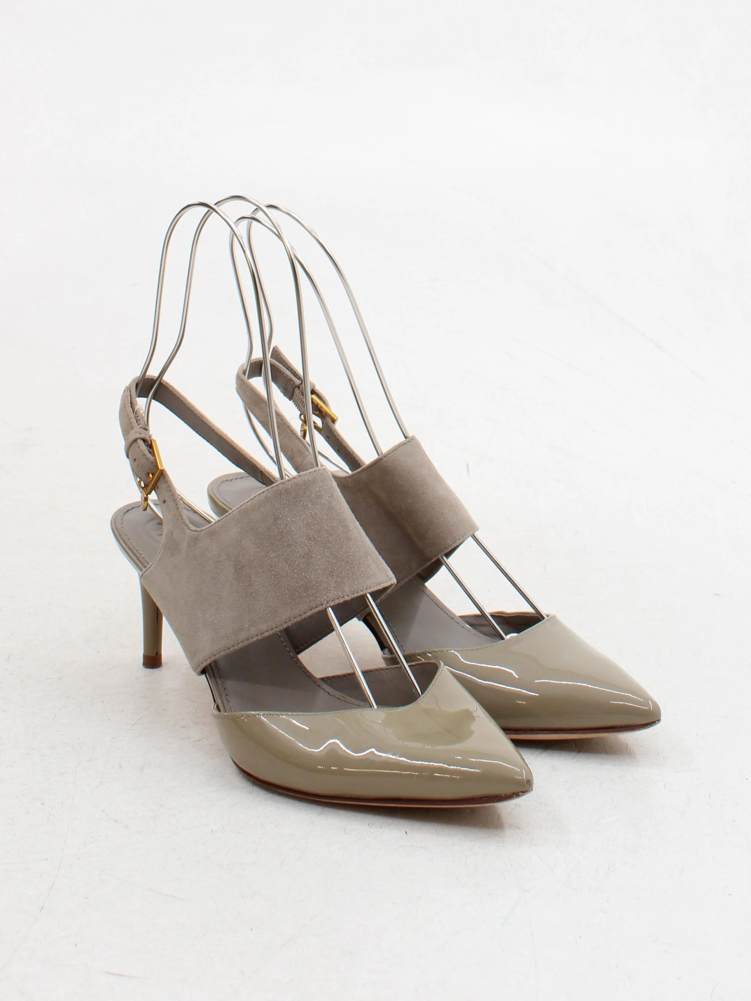 Tory Burch Women's Heels UK 5 Tan Leather with Suede Court - Image 4