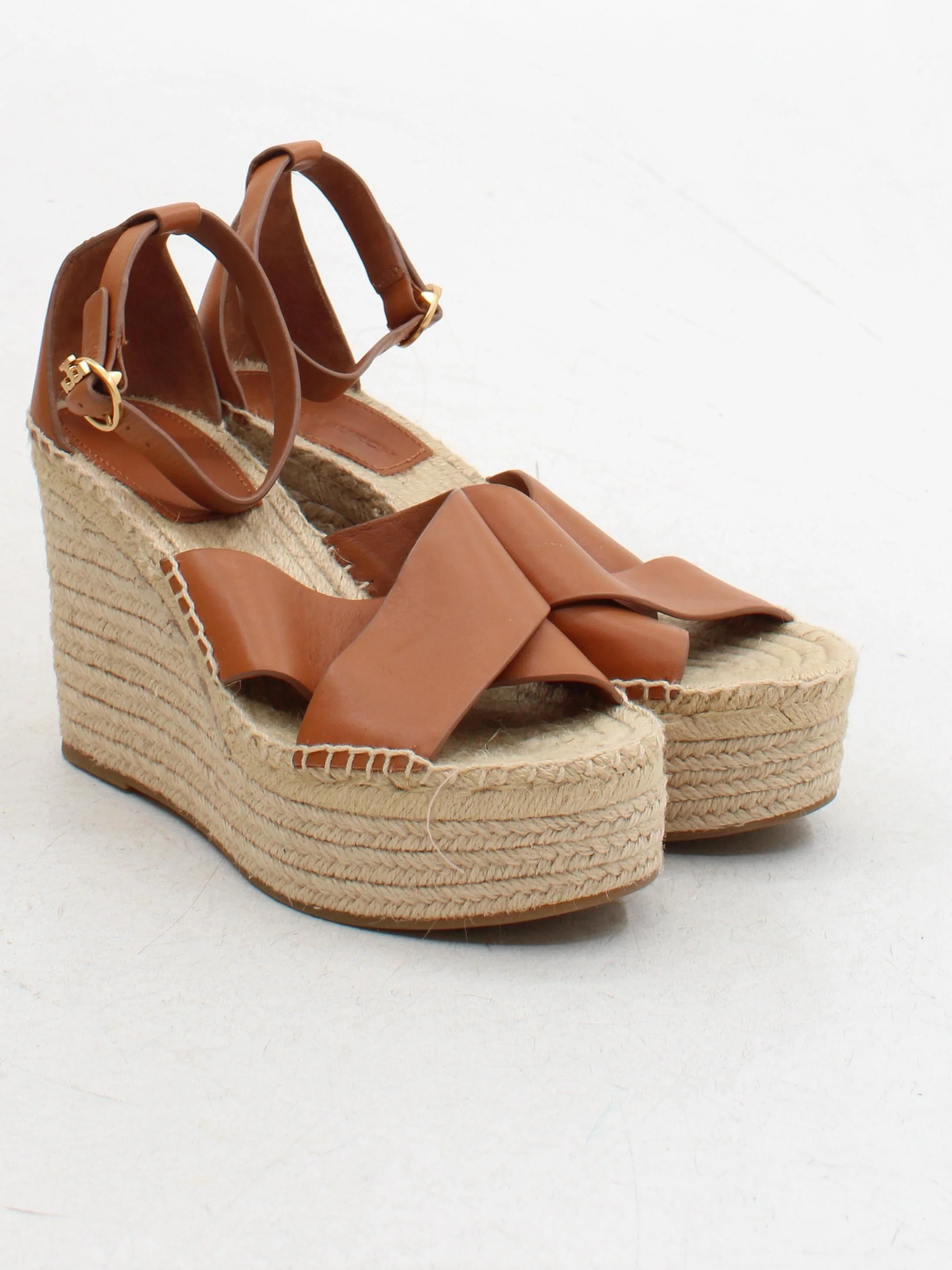 Tory Burch Women's Heels UK 7 Tan Leather with Other Espadrille - Image 4