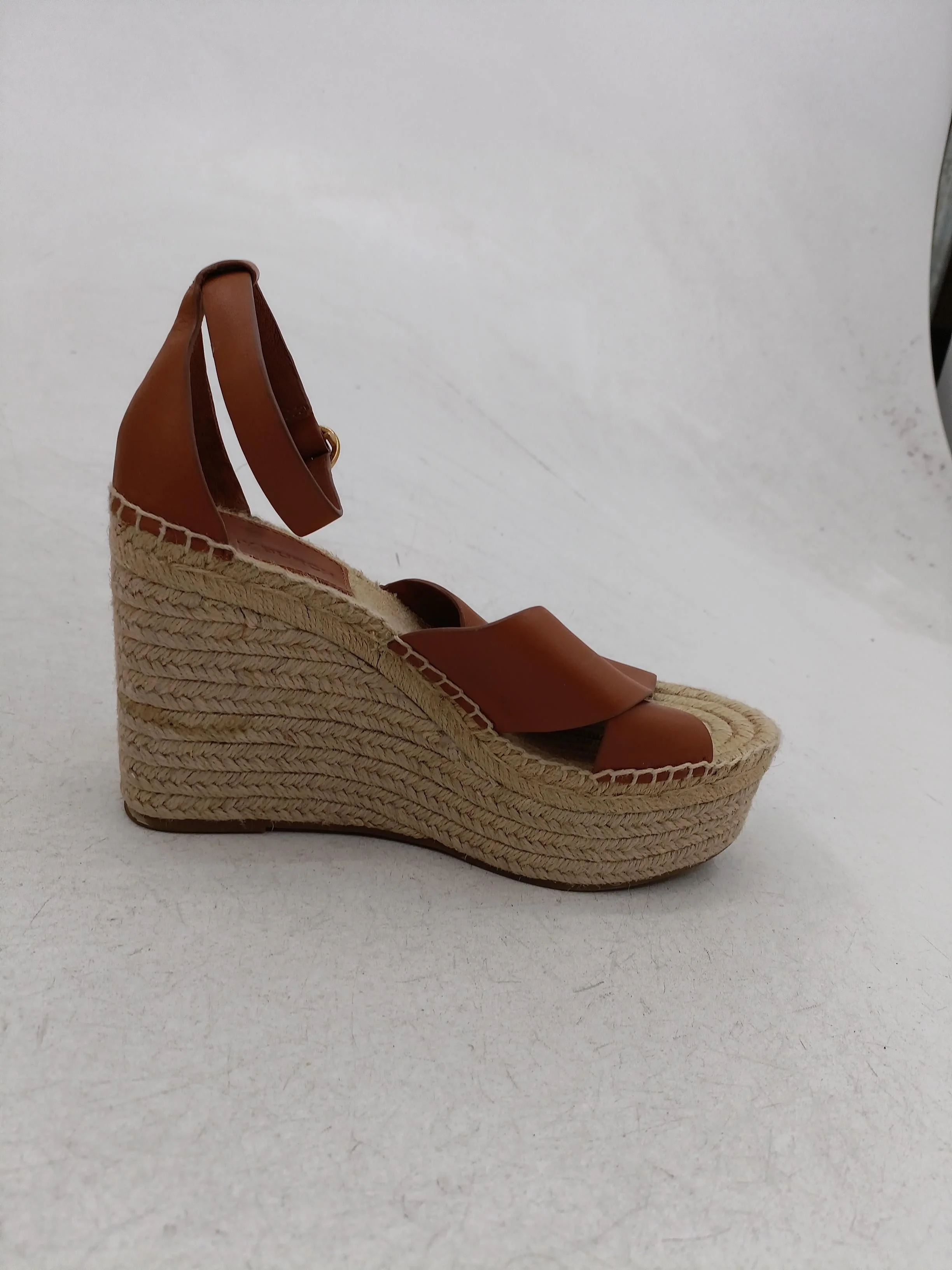 Tory Burch Women's Heels UK 7 Tan Leather with Other Espadrille - Image 5