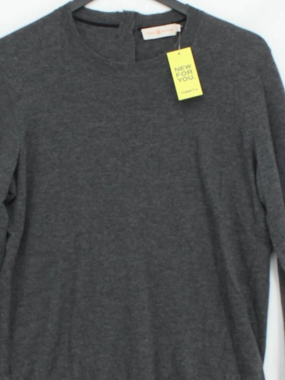 Tory Burch Women's Jumper M Grey 100% Cashmere Crew Neck Pullover - Image 3