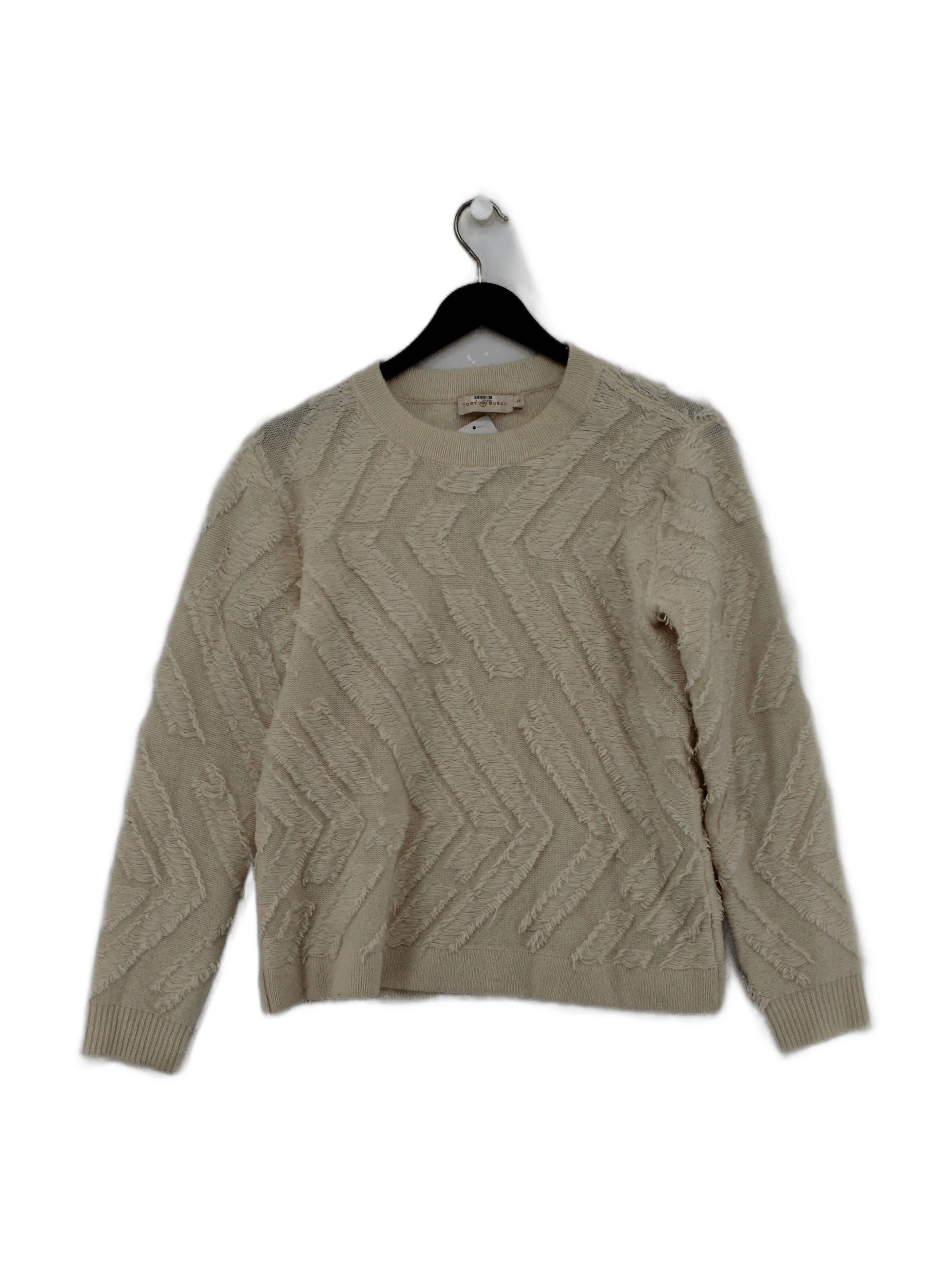 Tory Burch Women's Jumper S Cream Geometric 100% Other Round Neck Pullover