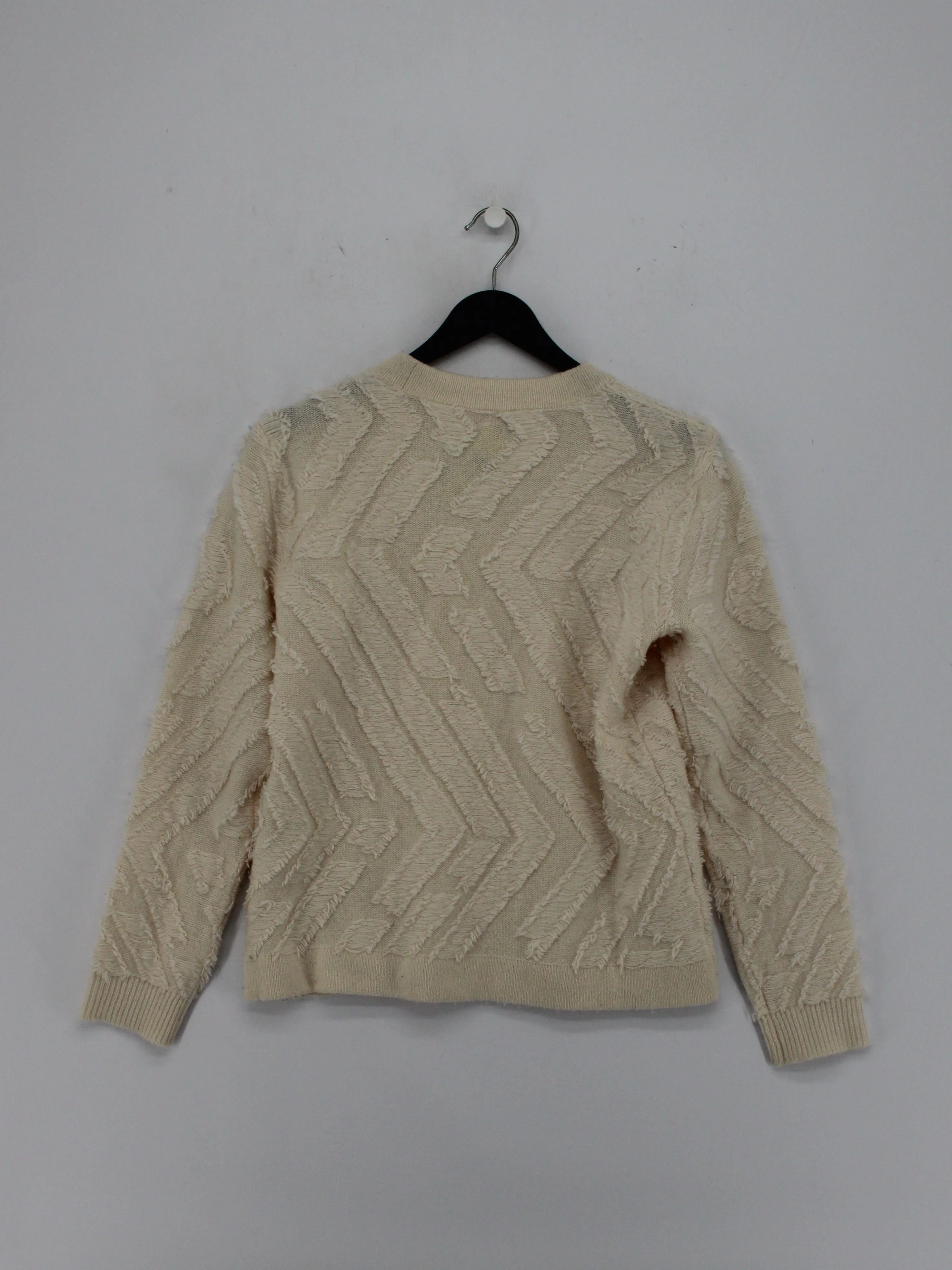 Tory Burch Women's Jumper S Cream Geometric 100% Other Round Neck Pullover - Image 2