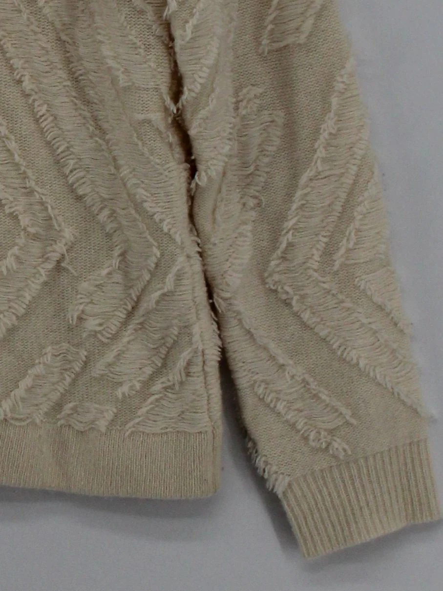 Tory Burch Women's Jumper S Cream Geometric 100% Other Round Neck Pullover - Image 4