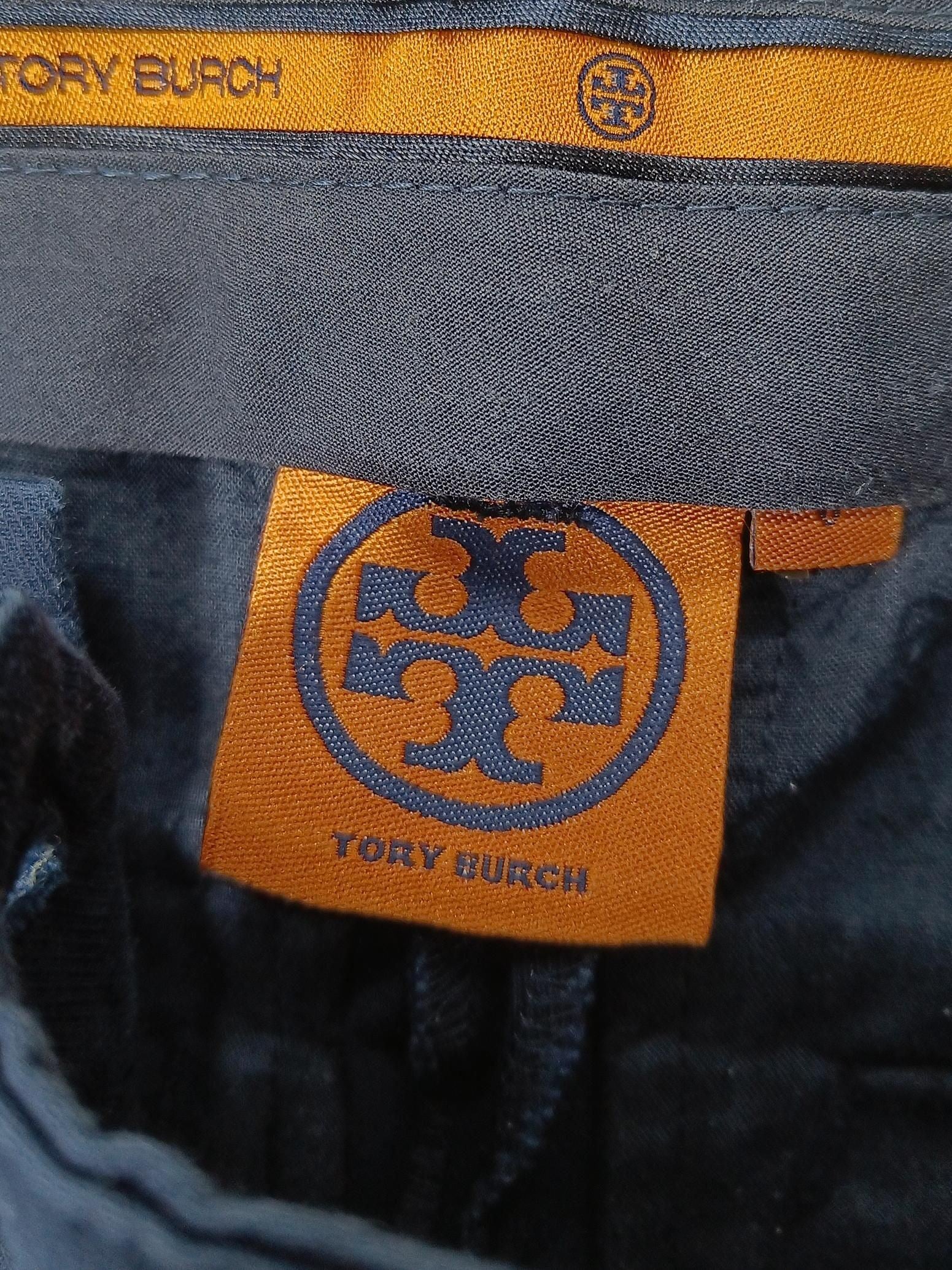 Tory Burch Women's Trousers S Blue Cotton with Spandex Straight Chino - Image 5