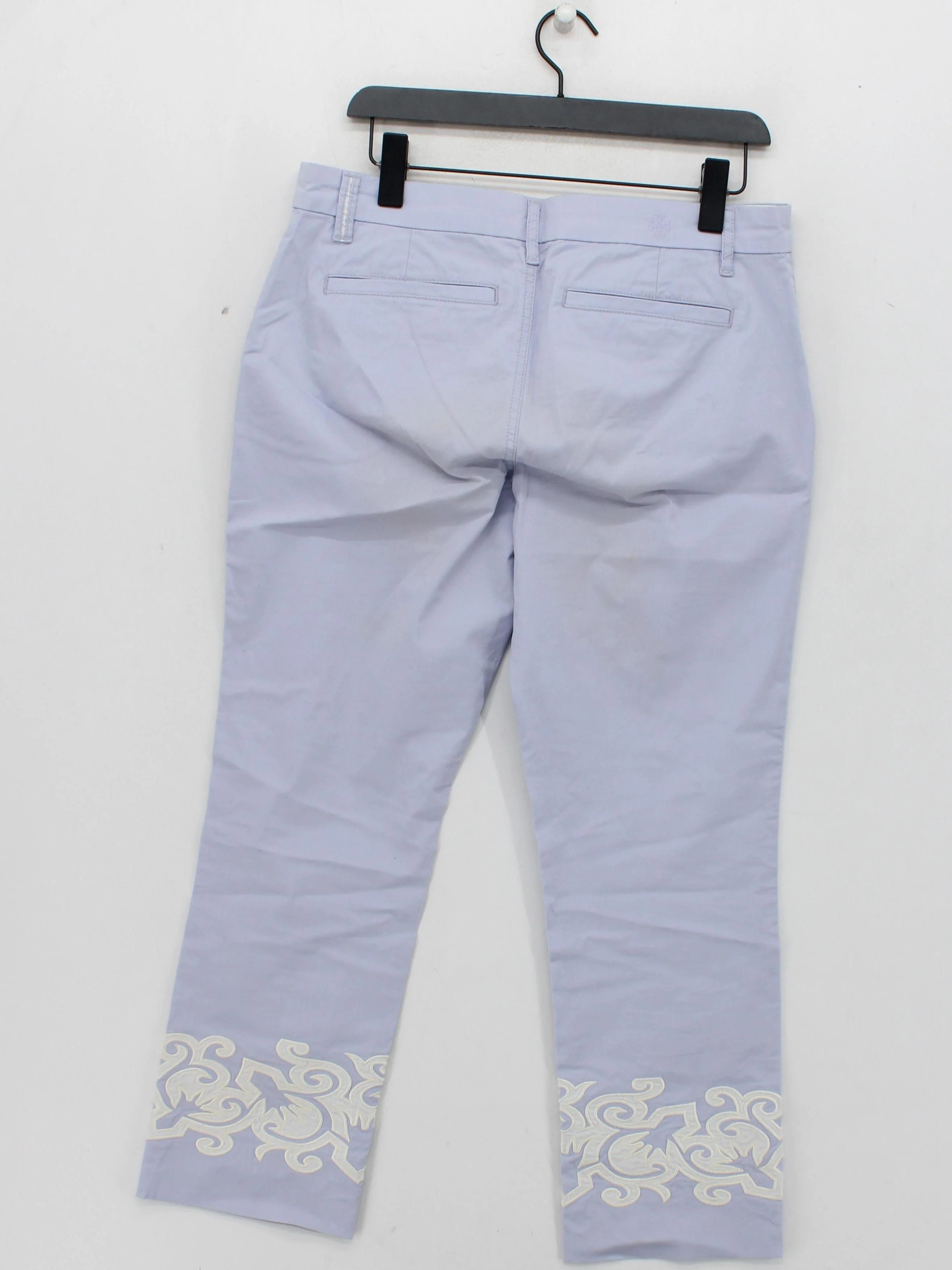 Tory Burch Women's Trousers UK 8 Purple Cotton with Spandex Straight Chino - Image 2