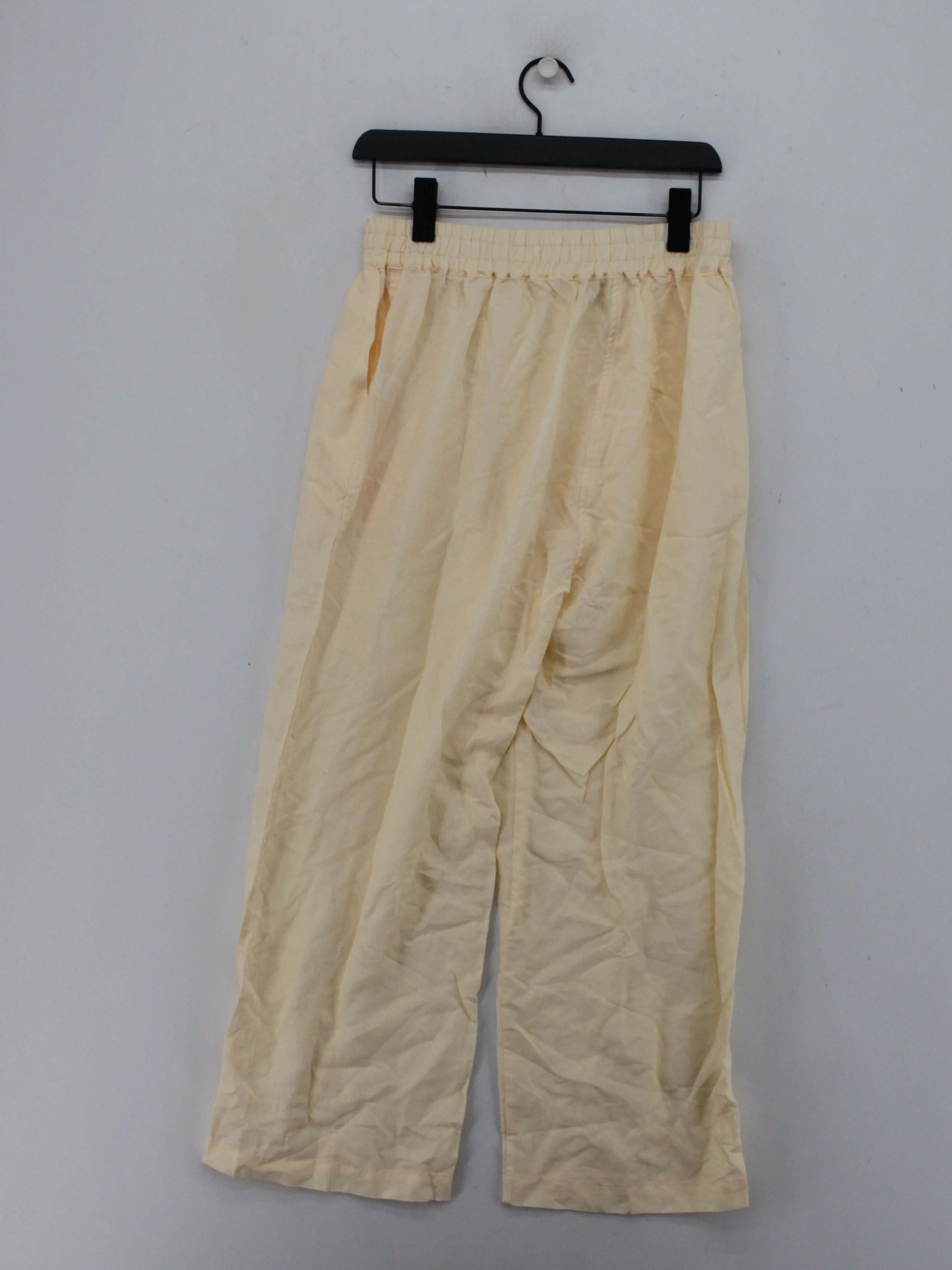Tradlands Women's Trousers L Cream Lyocell Modal with Linen Wide-Leg Cropped - Image 2