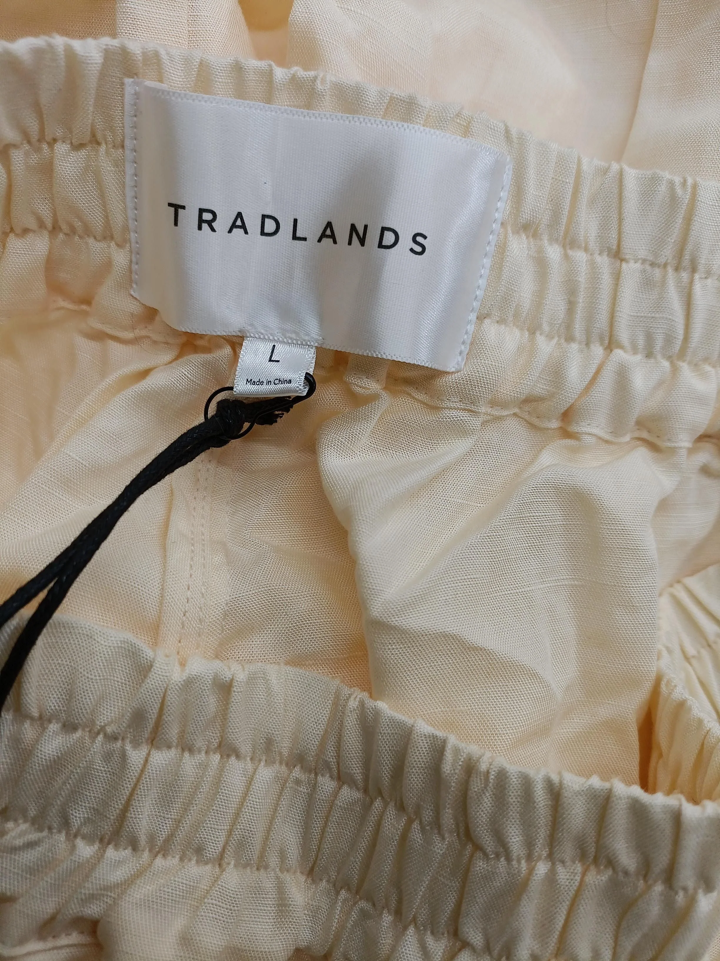 Tradlands Women's Trousers L Cream Lyocell Modal with Linen Wide-Leg Cropped - Image 5
