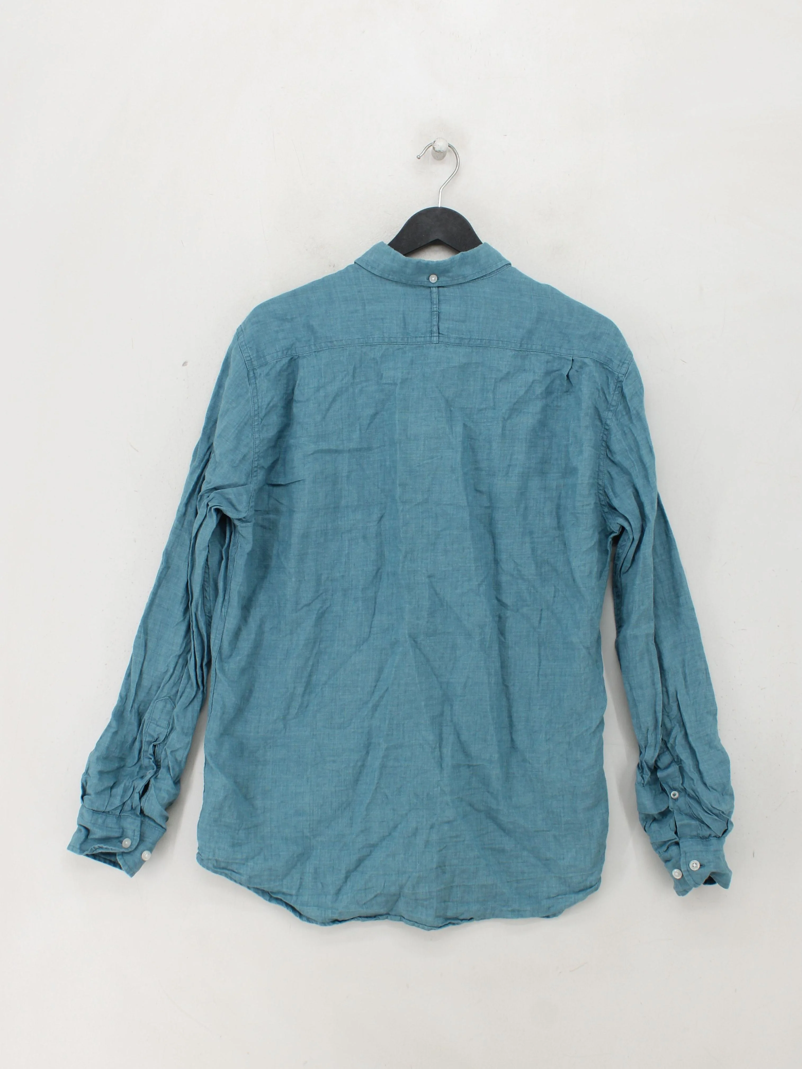 Trenery Men's Shirt L Blue 100% Linen Basic - Image 2