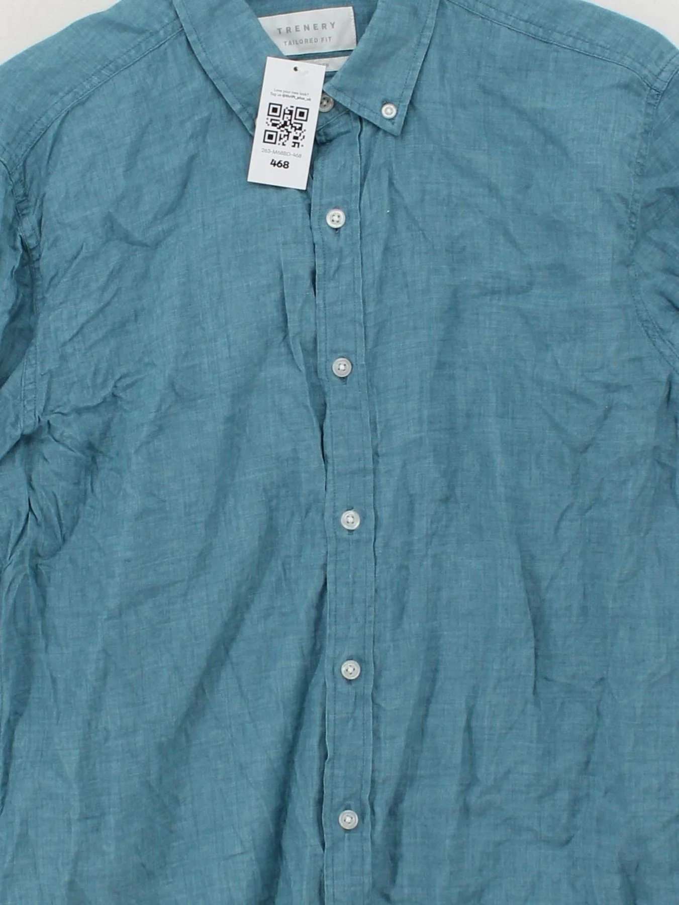 Trenery Men's Shirt L Blue 100% Linen Basic - Image 3