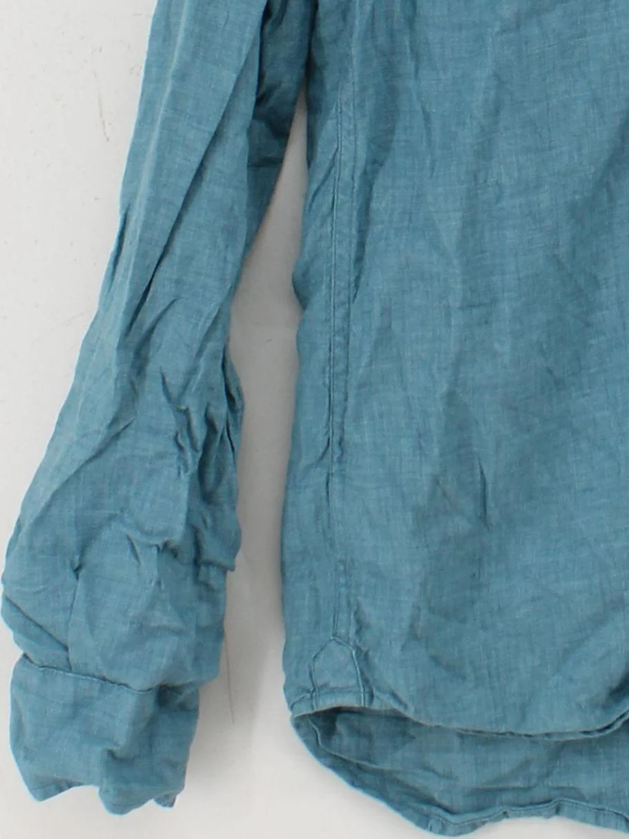 Trenery Men's Shirt L Blue 100% Linen Basic - Image 4