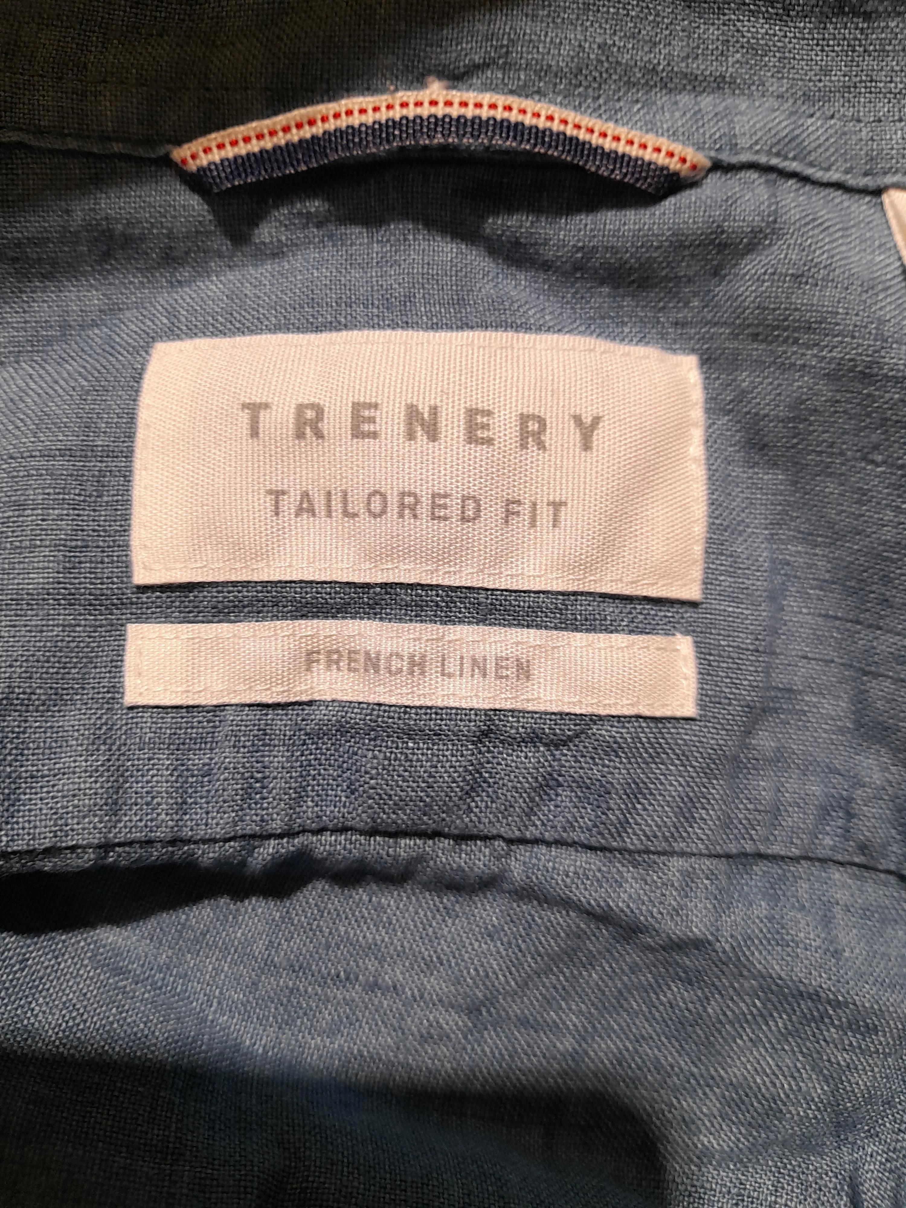 Trenery Men's Shirt L Blue 100% Linen Basic - Image 5