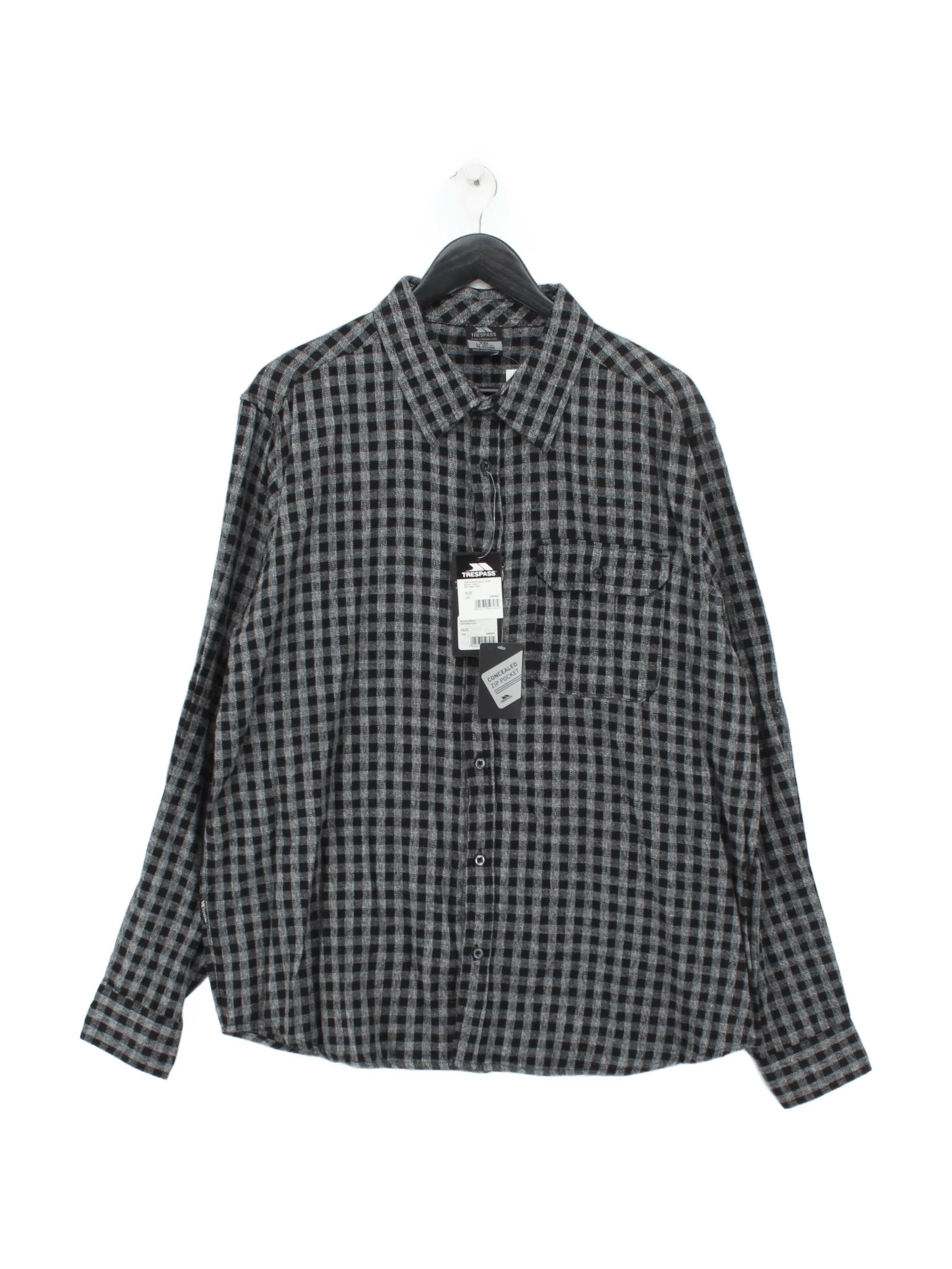 Trespass Men's Shirt XXL Grey Checkered 100% Cotton Basic