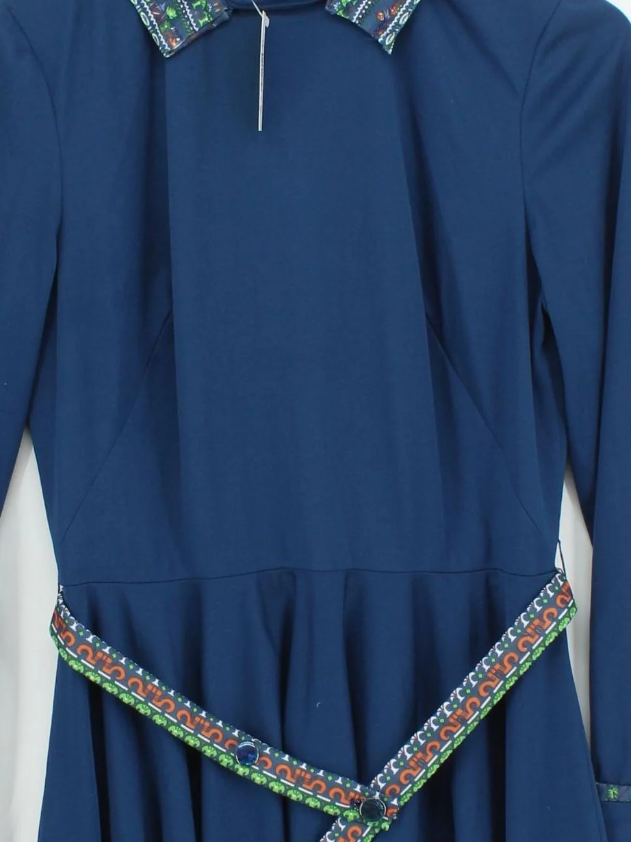 TRINA LEWIS & MARJON COUTURE Shirt Midi Dress UK10 in Blue - Image 3