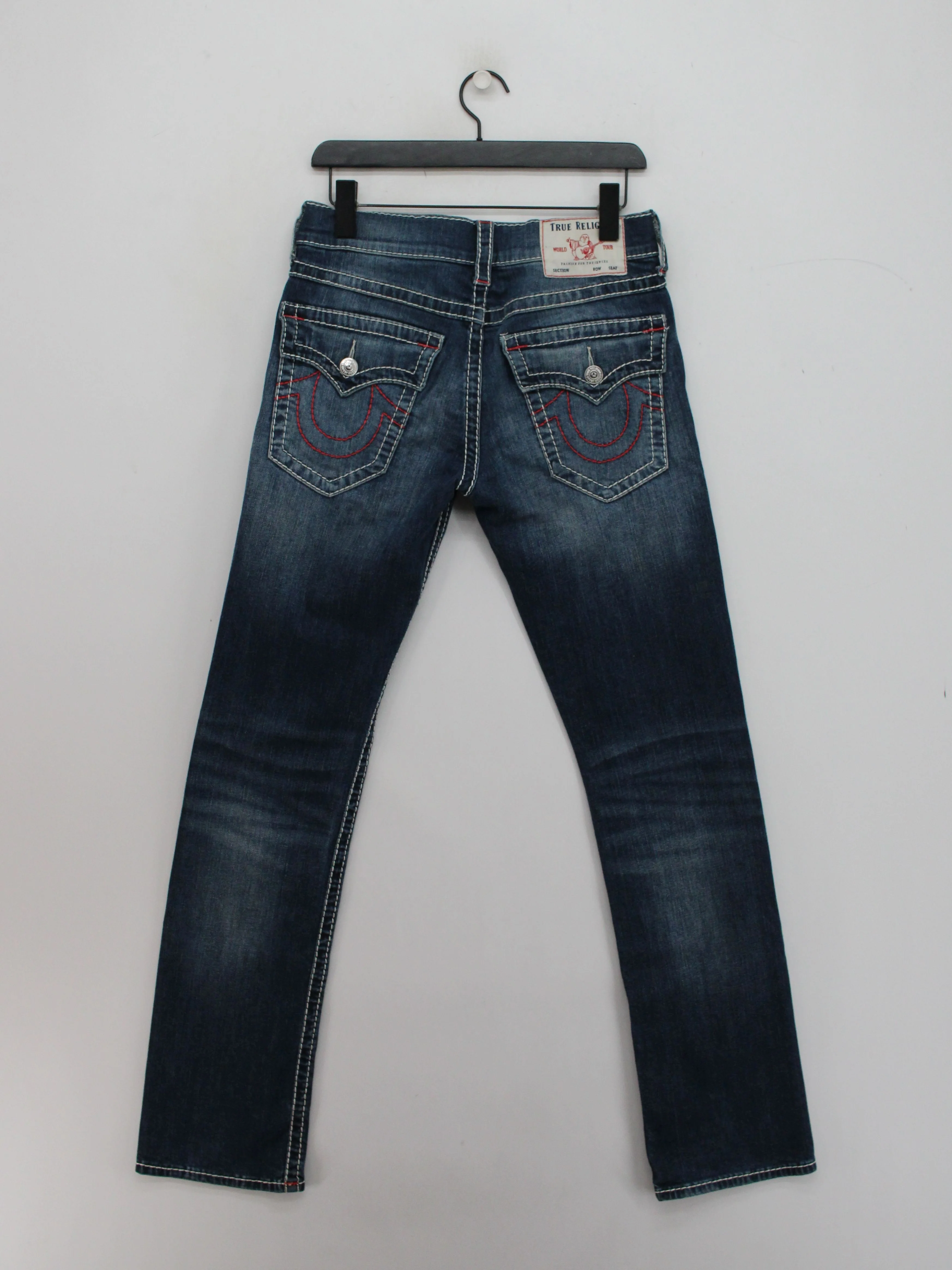 True Religion Men's Jeans S Blue Cotton with Elastane Straight - Image 2