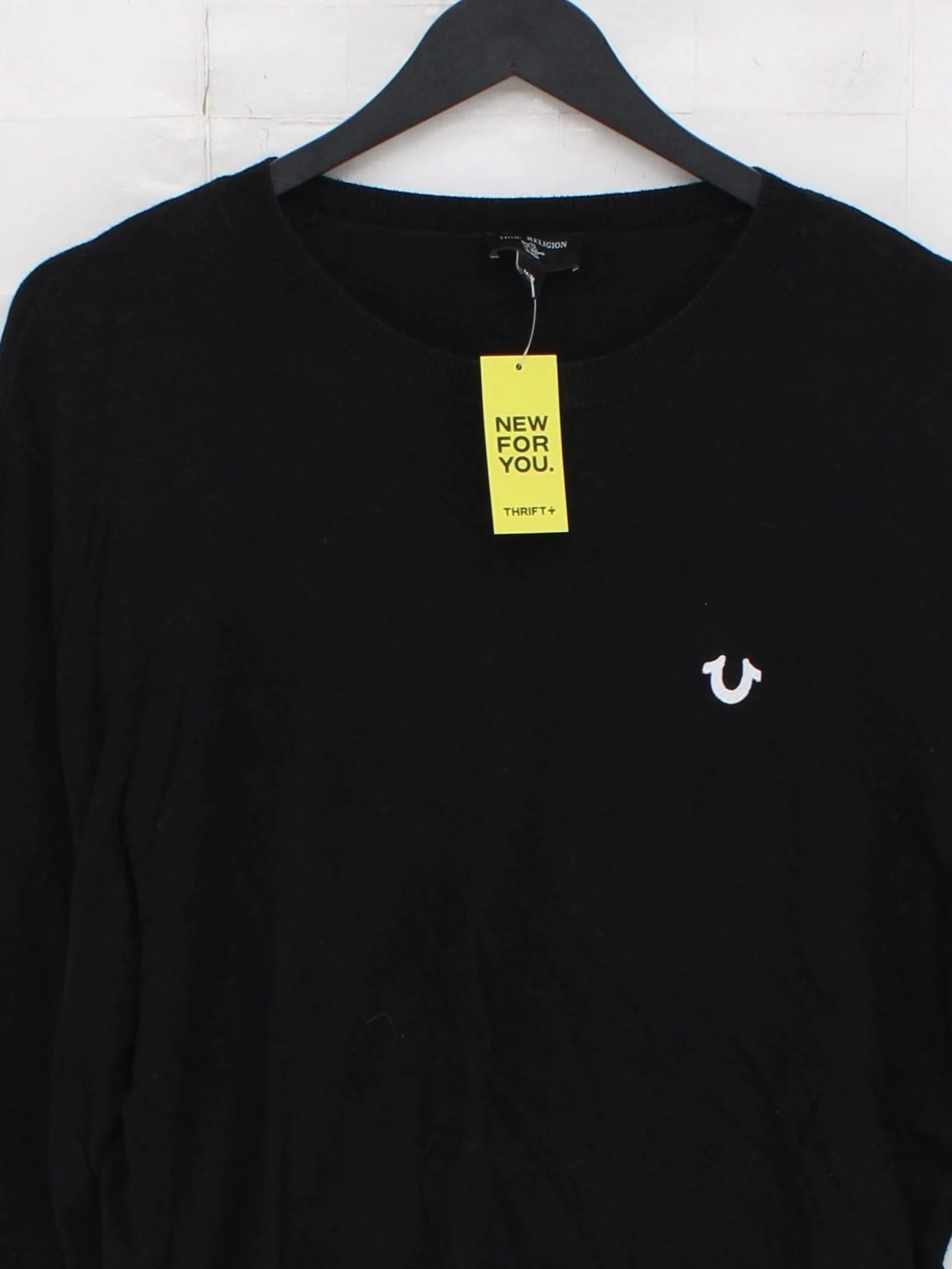 True Religion Men's Jumper M Black Cotton with Viscose, Nylon Crew Neck Pullover - Image 3