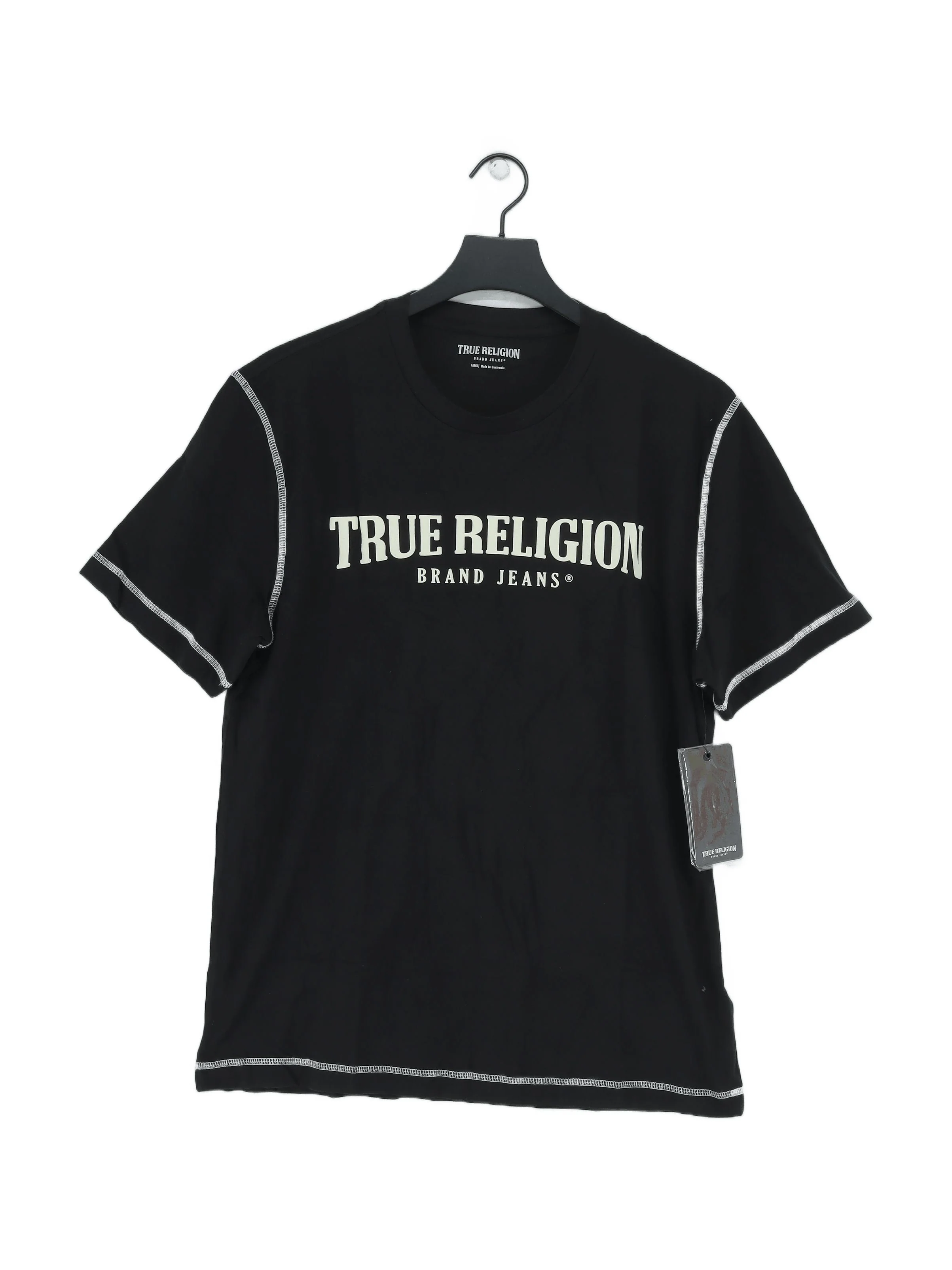True Religion Men's T-Shirt L Black Graphic 100% Cotton Basic New with tags