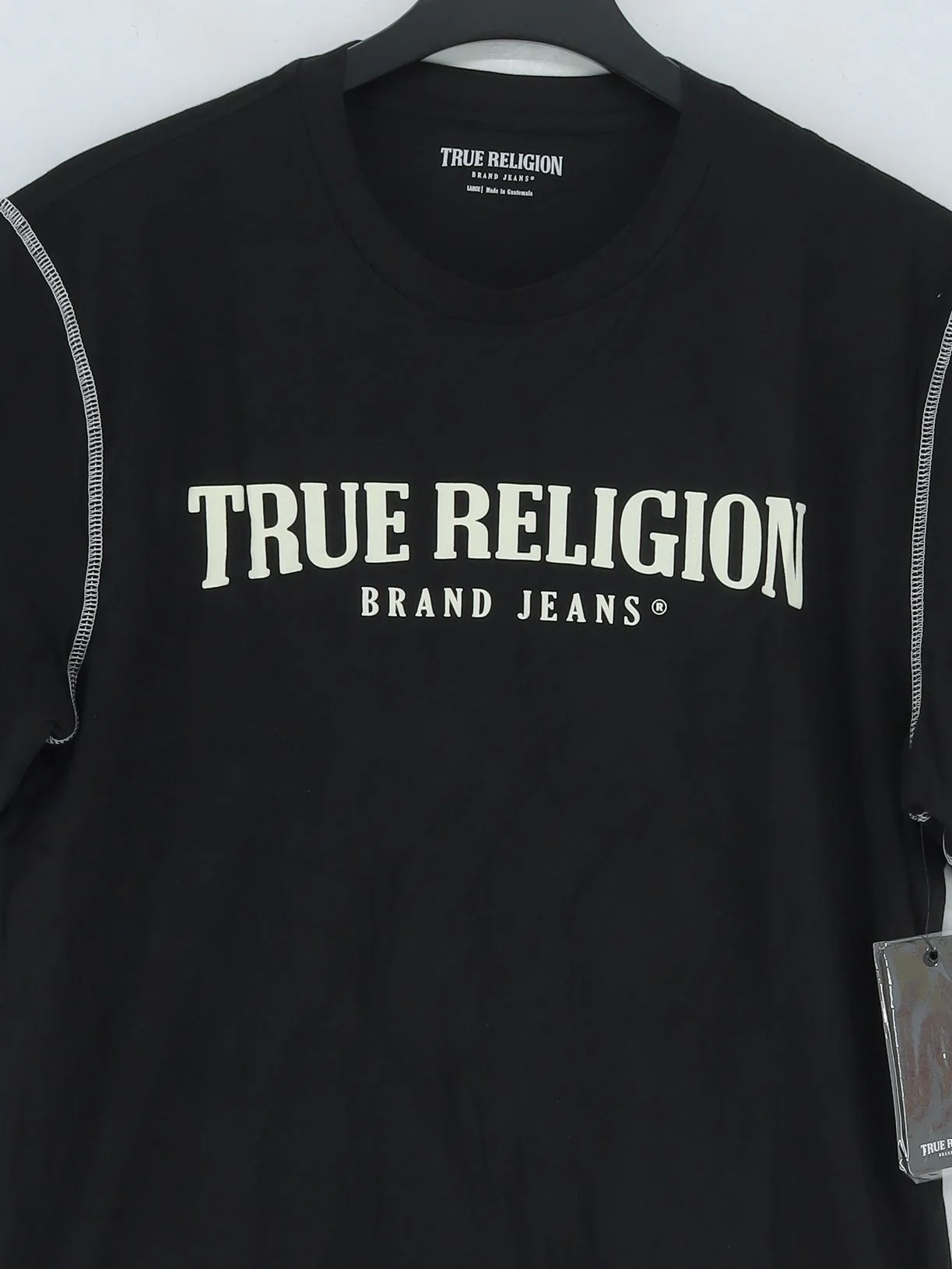 True Religion Men's T-Shirt L Black Graphic 100% Cotton Basic New with tags - Image 3