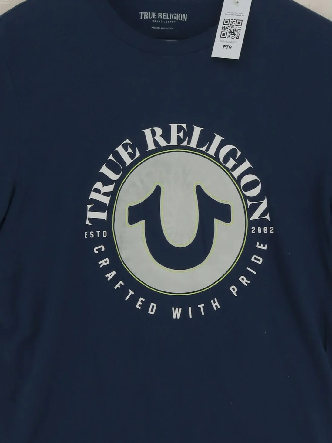True Religion Men's T-Shirt M Blue Graphic Cotton with Polyester Basic - Image 3