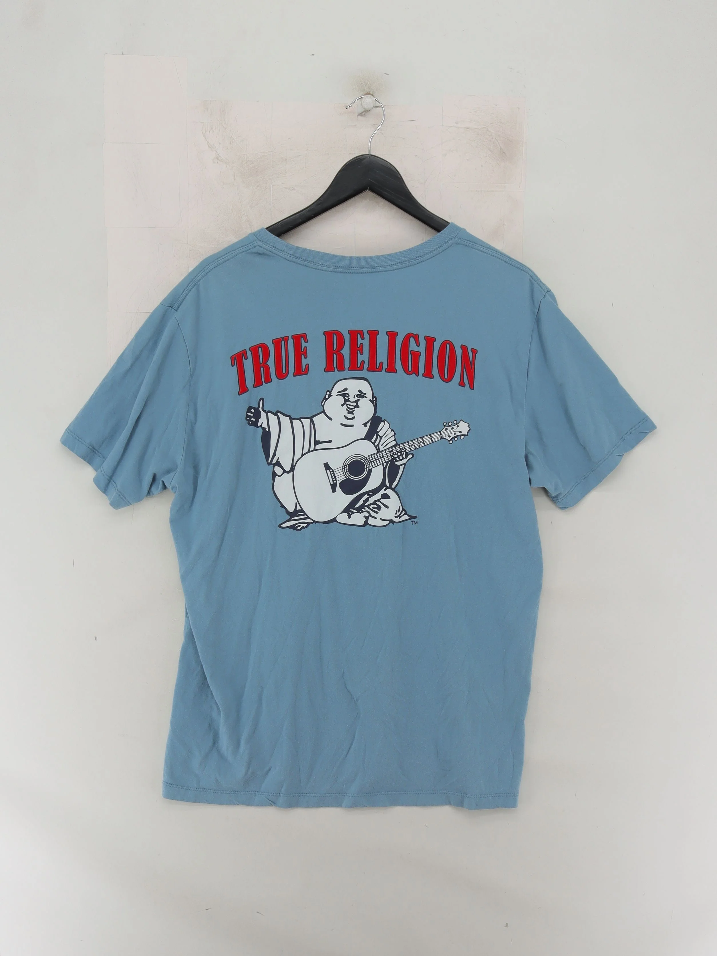 True Religion Men's T-Shirt XL Blue Graphic 100% Cotton Basic - Image 2